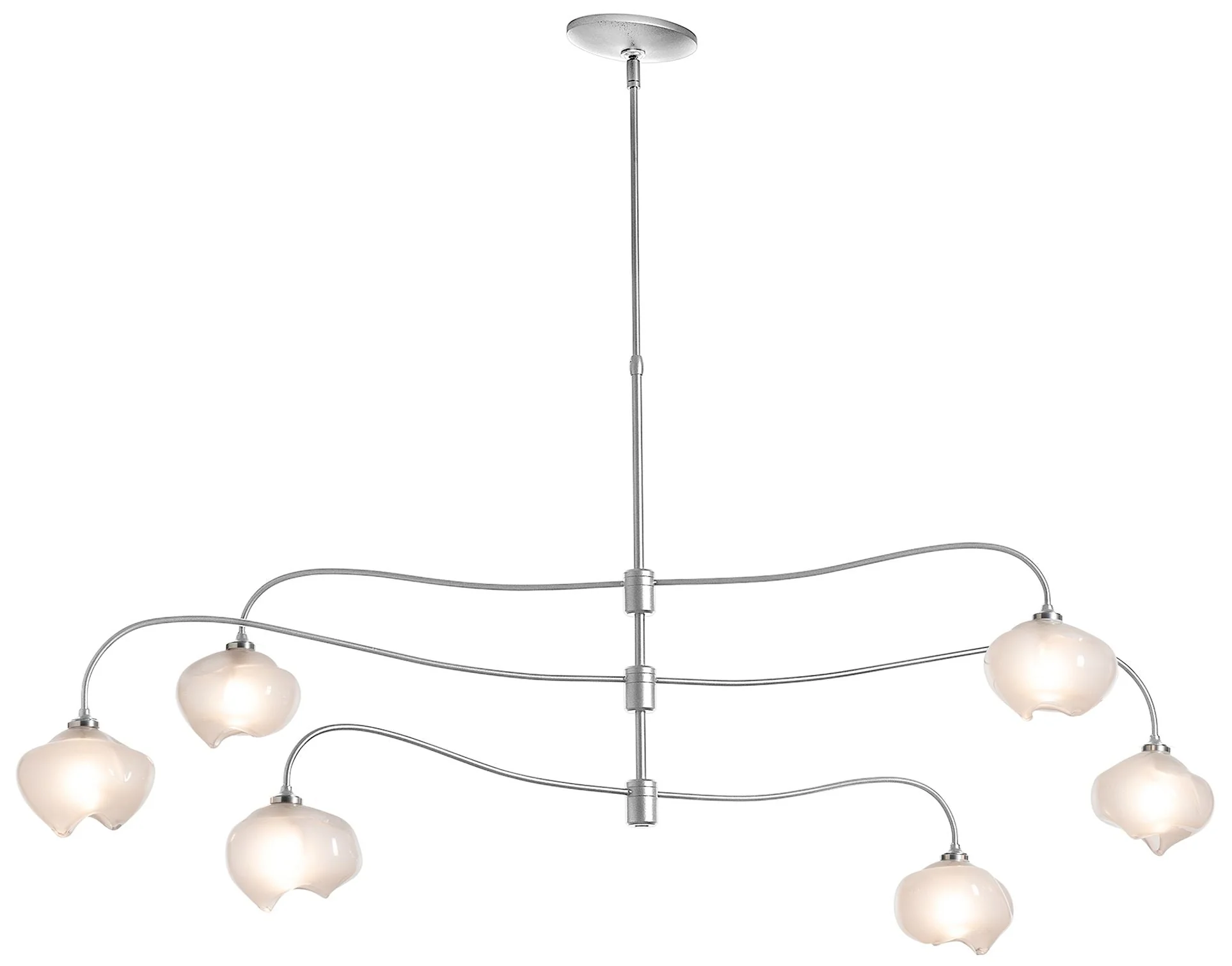 Ume 58.6" Wide 6.Light Large Sterling Pendant With Frosted Glass Shade - Image 1