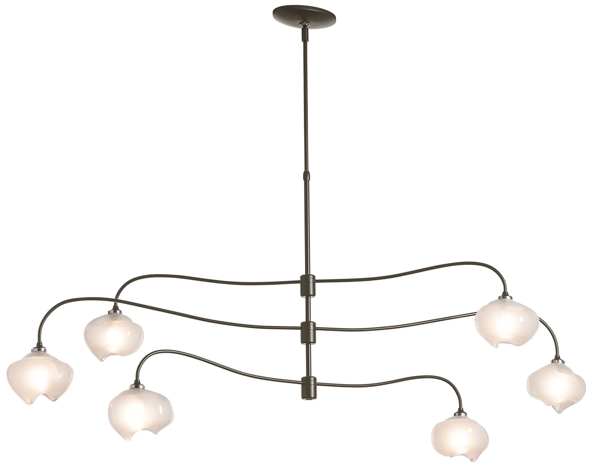 Ume 58.6"W 6.Light Large Oil Rubbed Bronze Pendant w/ Frosted Glass Sh - Image 1