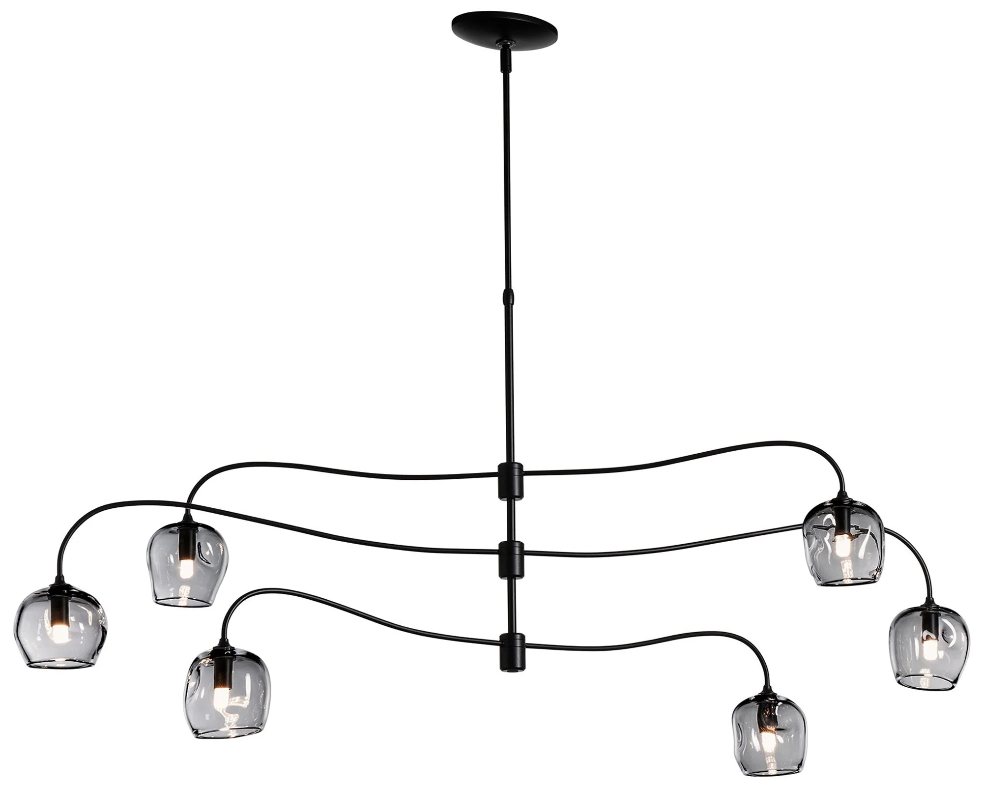 Ume 6-Light Large Pendant - Black - Cool Grey Glass - Standard Height - Image 1