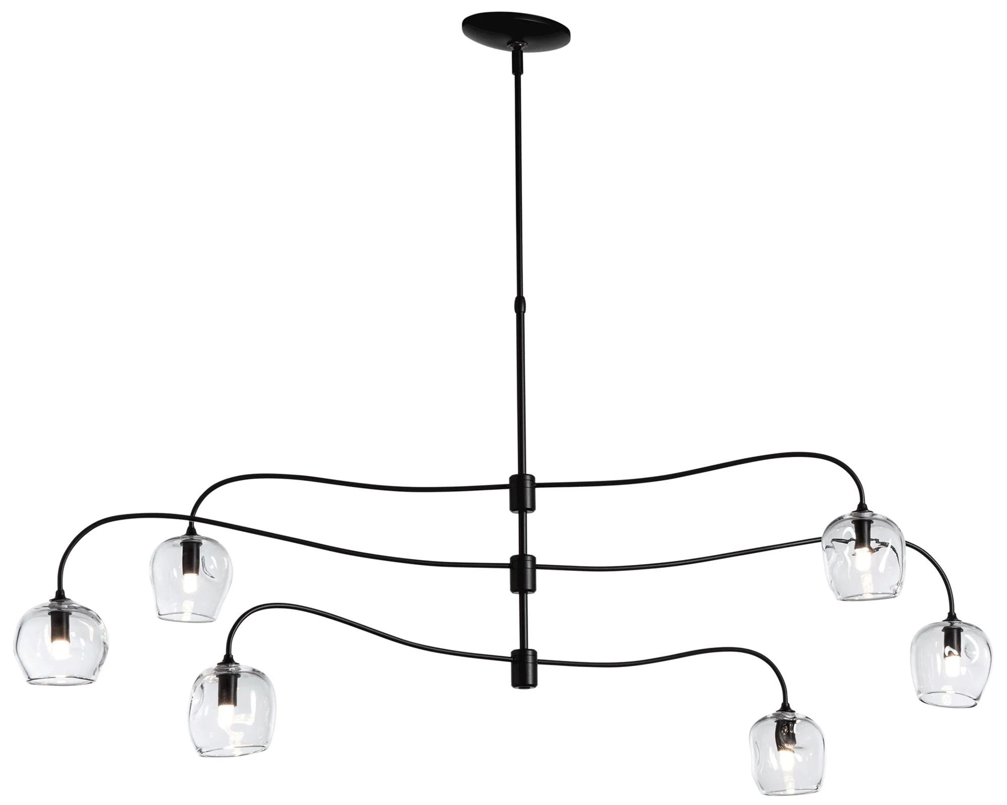 Ume 6-Light Large Pendant - Black Finish - Clear Glass - Standard Height - Image 1