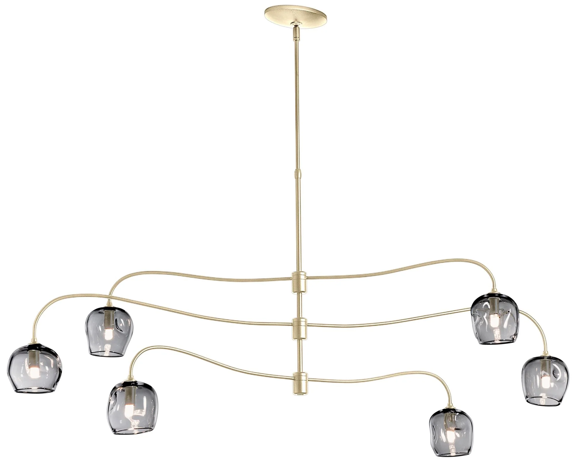 Ume 6-Light Large Pendant - Brass - Cool Grey Glass - Standard Height - Image 1