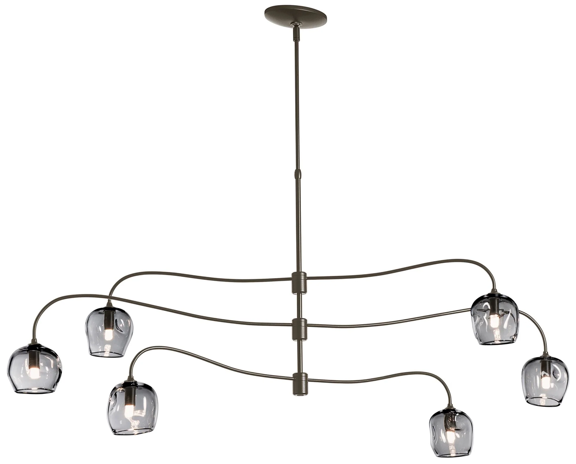 Ume 6-Light Large Pendant - Bronze - Cool Grey Glass - Standard Height - Image 1