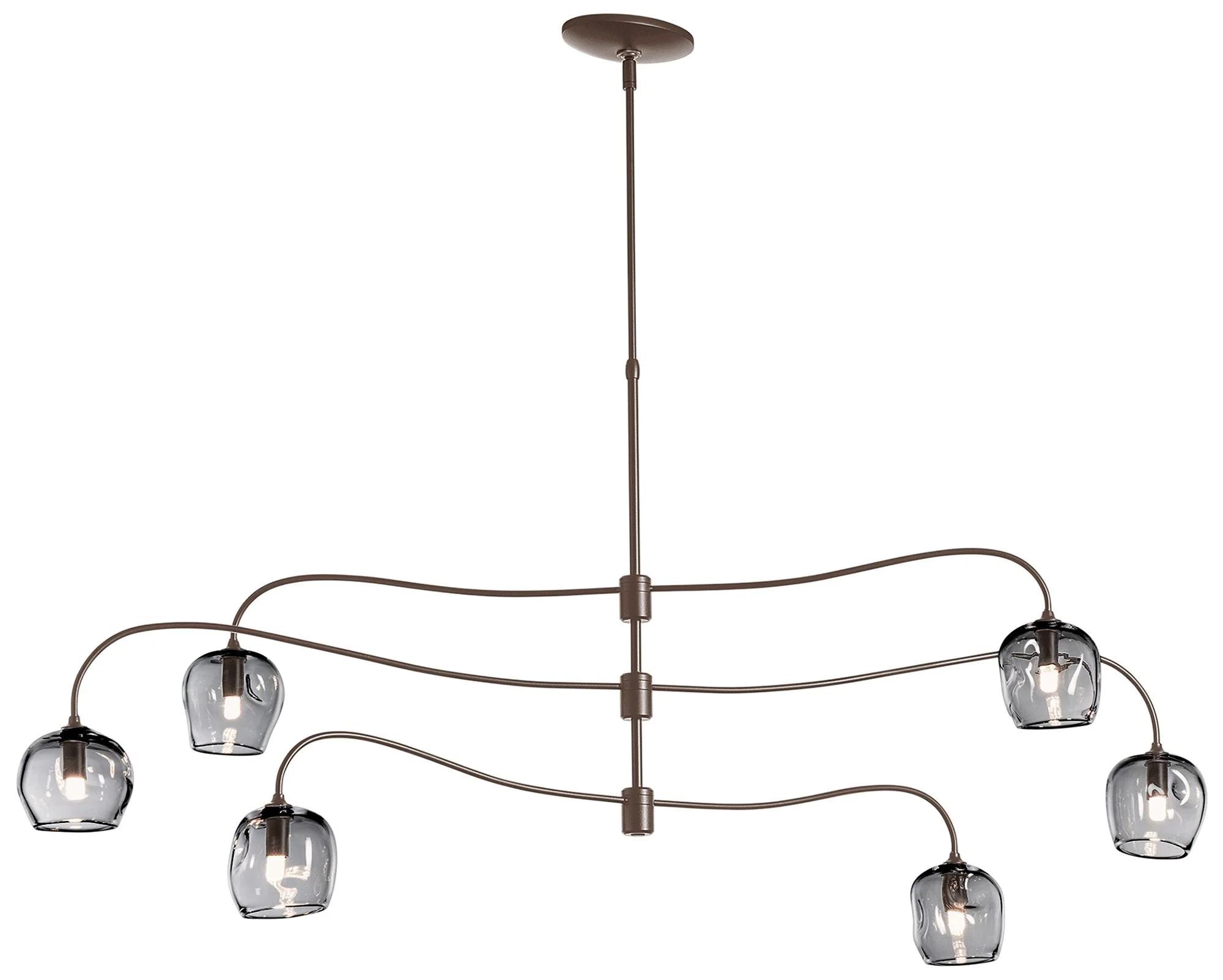 Ume 6-Light Large Pendant - Bronze Finish -Grey Glass - Standard Height - Image 1