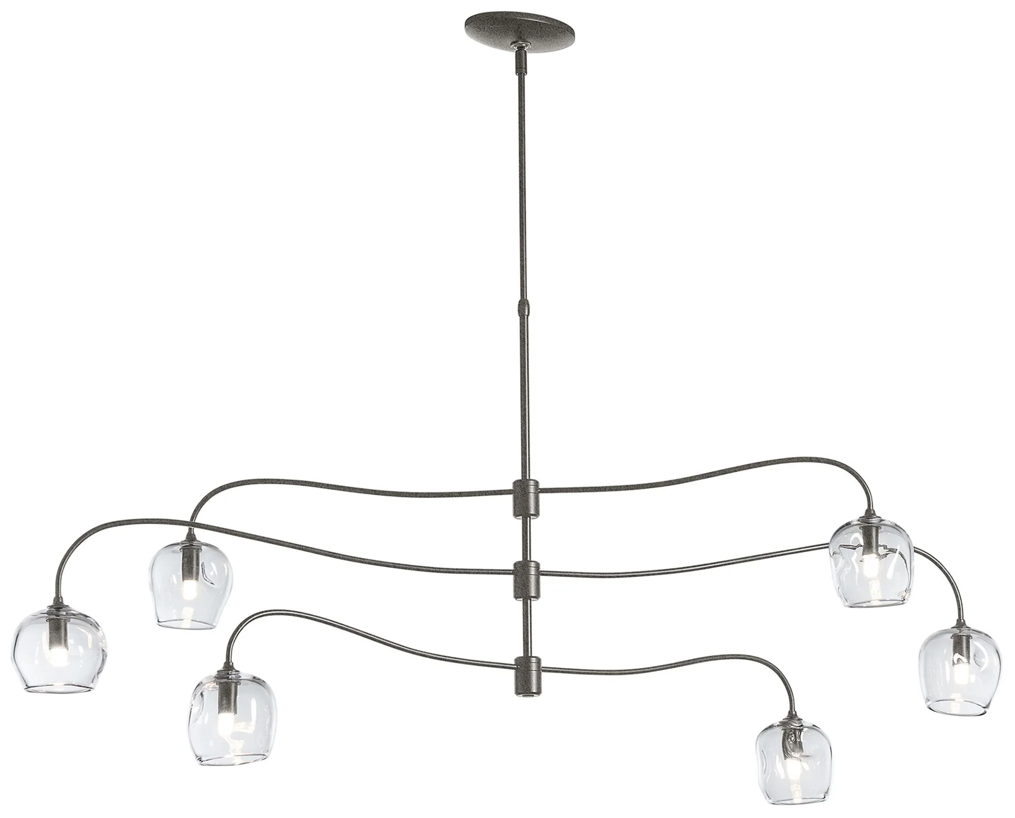 Ume 6-Light Large Pendant - Iron Finish - Clear Glass - Standard Height - Image 1