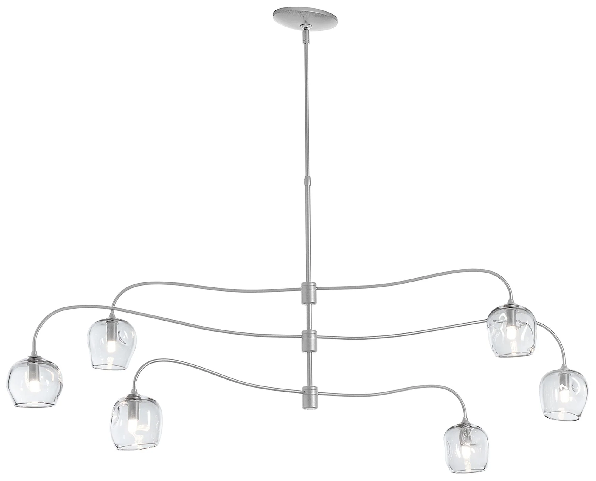 Ume 6-Light Large Pendant - Platinum Finish - Clear Glass - Standard Height - Image 1
