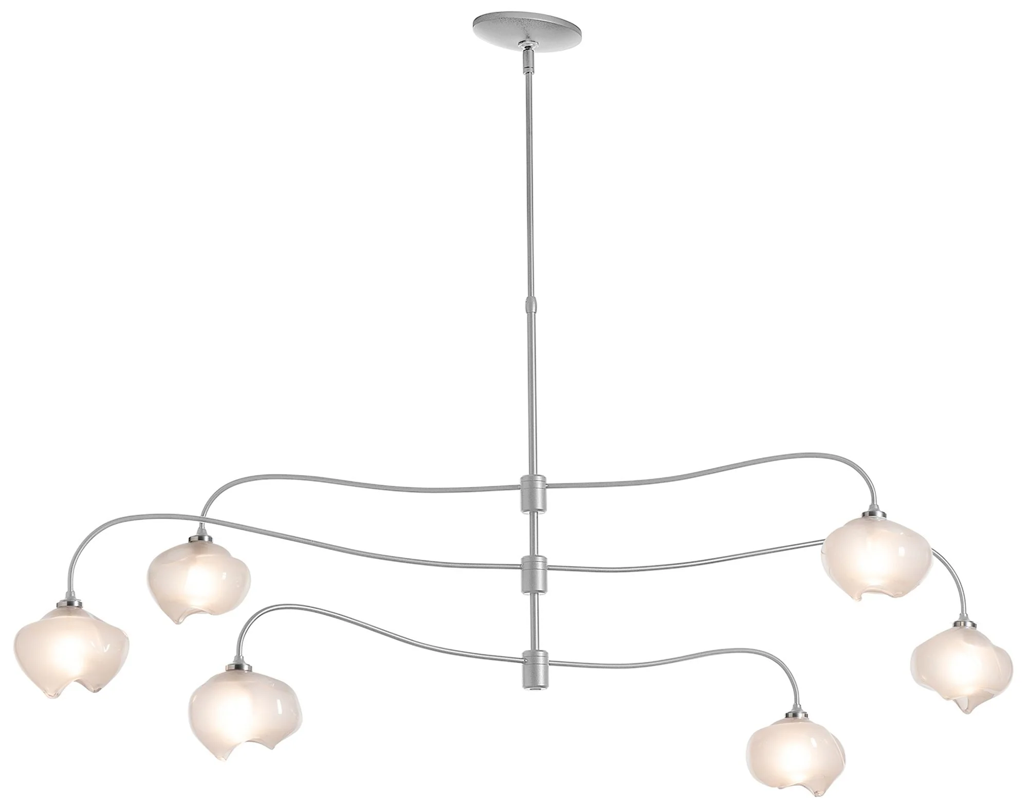 Ume 6-Light Large Pendant - Platinum - Frosted Glass - Standard Height - Image 1