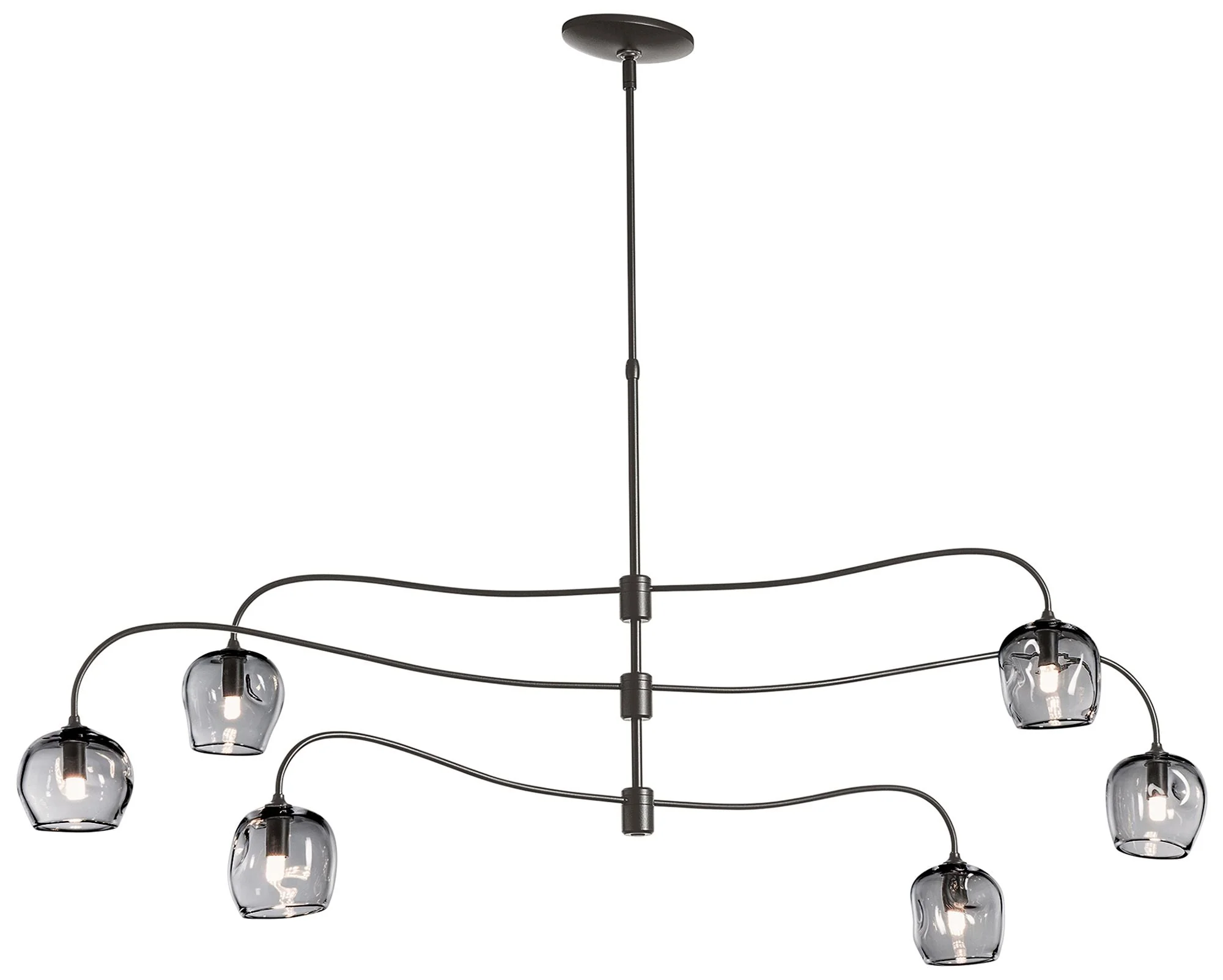 Ume 6-Light Large Pendant - Smoke - Cool Grey Glass - Standard Height - Image 1