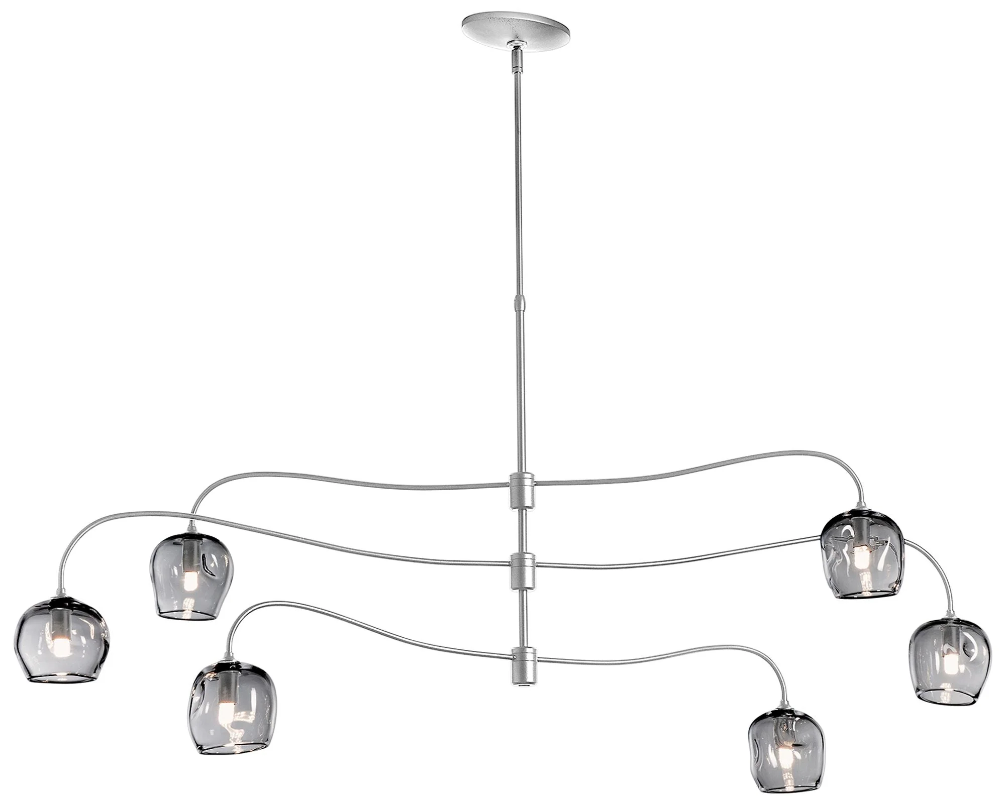 Ume 6-Light Large Pendant - Sterling - Cool Grey Glass - Standard Height - Image 1