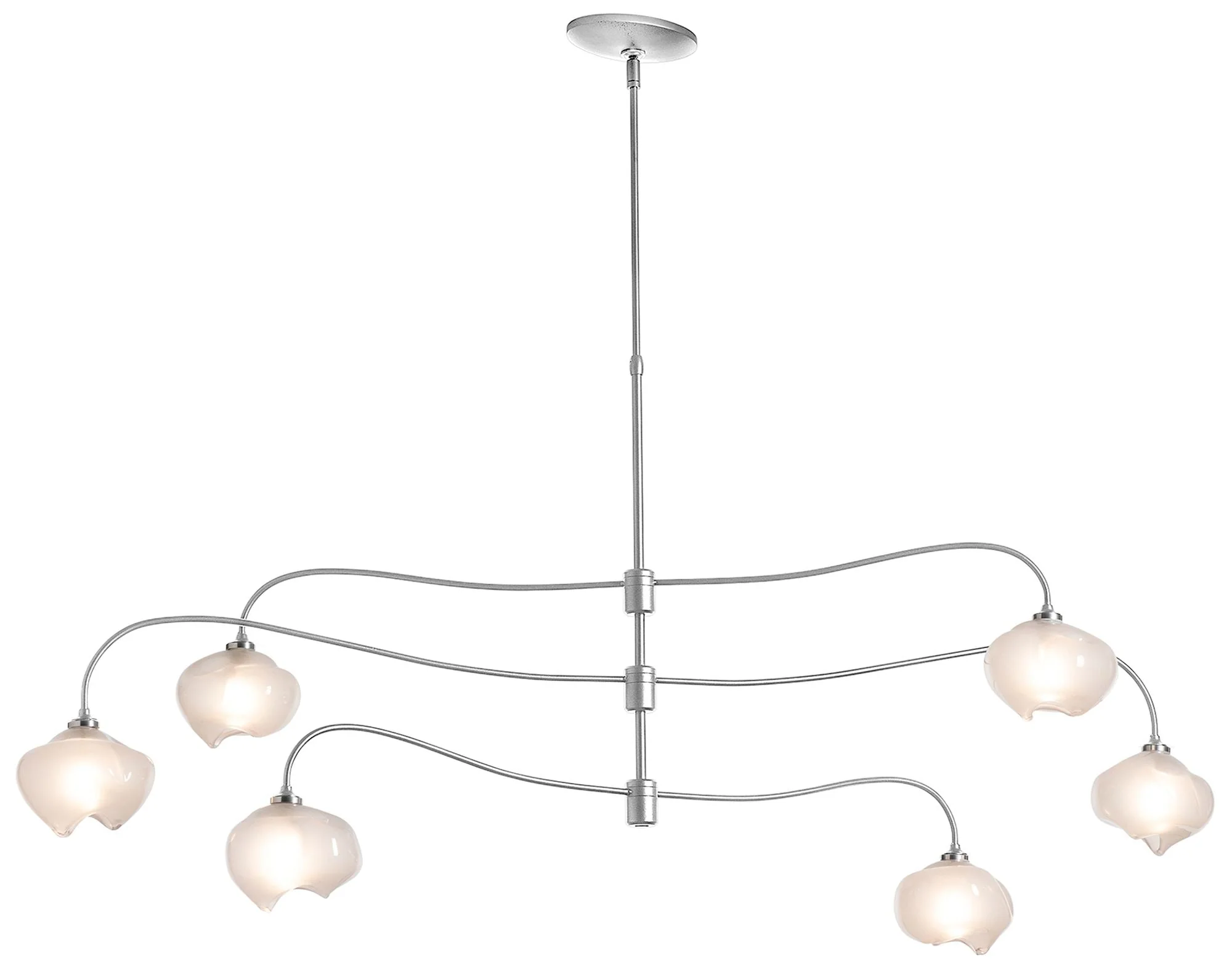 Ume 6-Light Large Pendant - Sterling - Ume Frosted Glass - Standard Height - Image 1