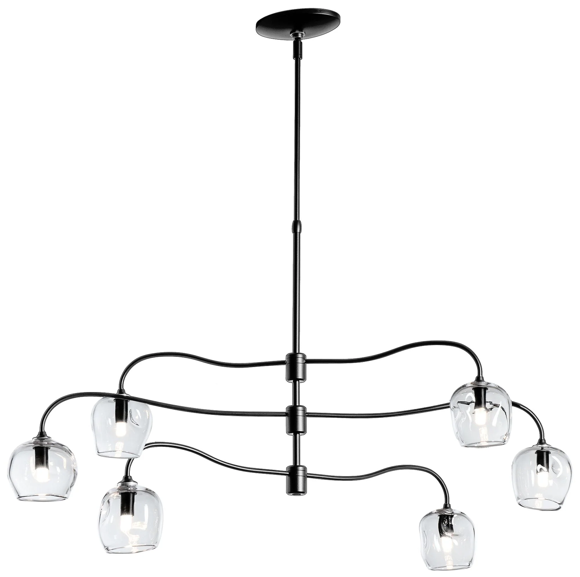 Ume 6-Light Pendant - Black Finish - Clear Glass - Standard Height - Image 1