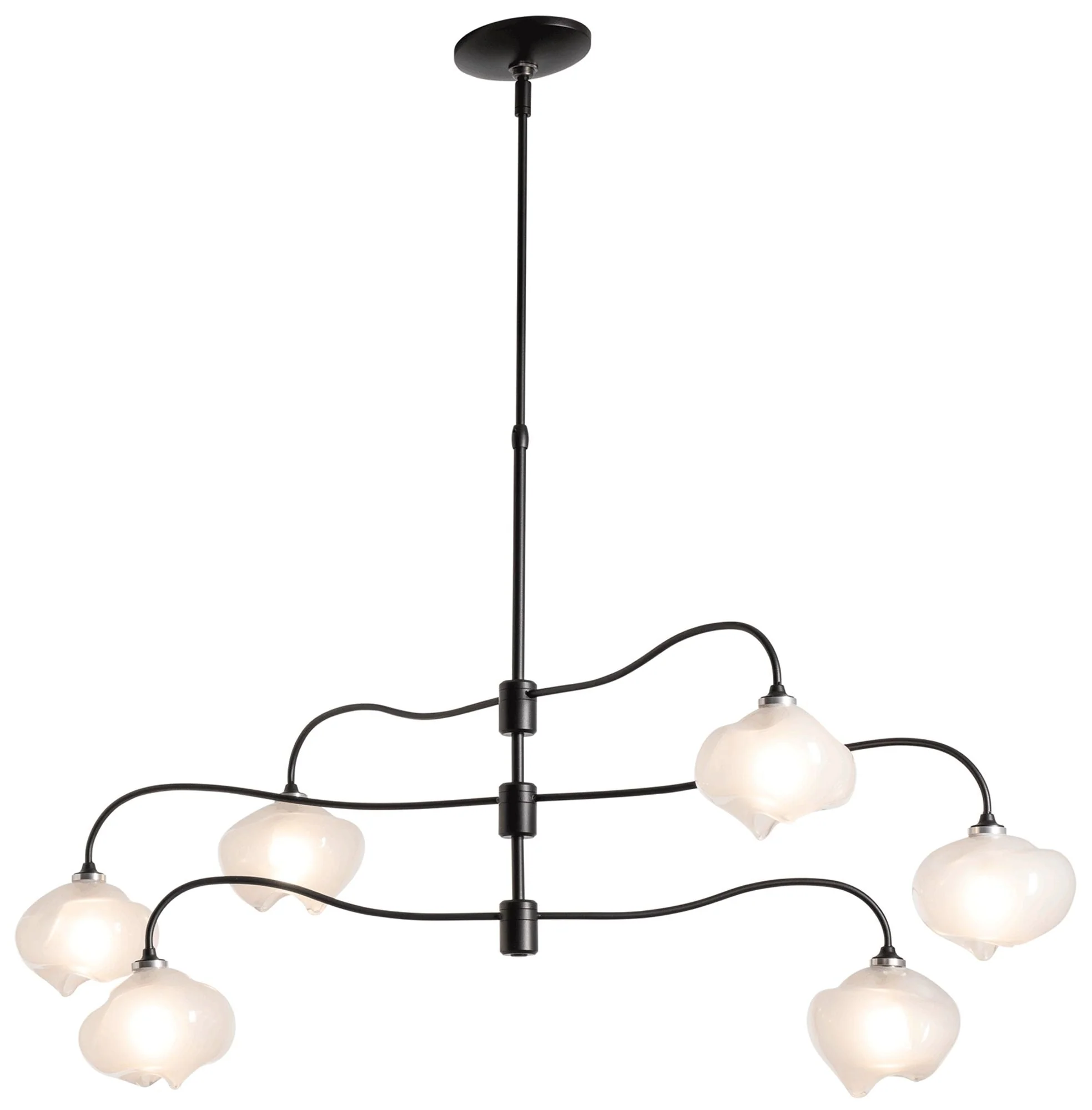 Ume 6-Light Pendant - Black Finish - Ume Frosted Glass - Standard Height - Image 1