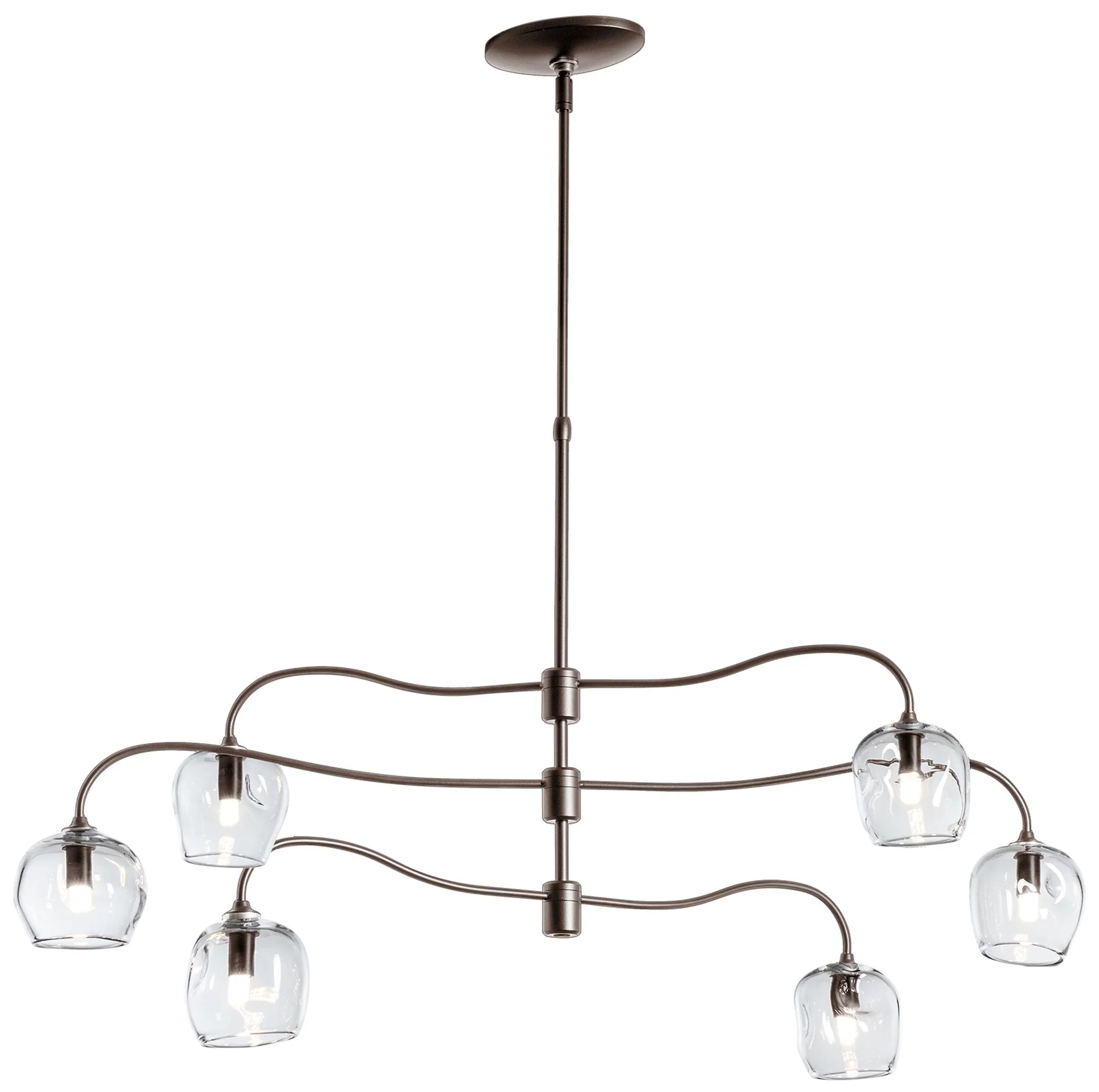 Ume 6-Light Pendant - Bronze Finish - Clear Glass - Standard Height - Image 1