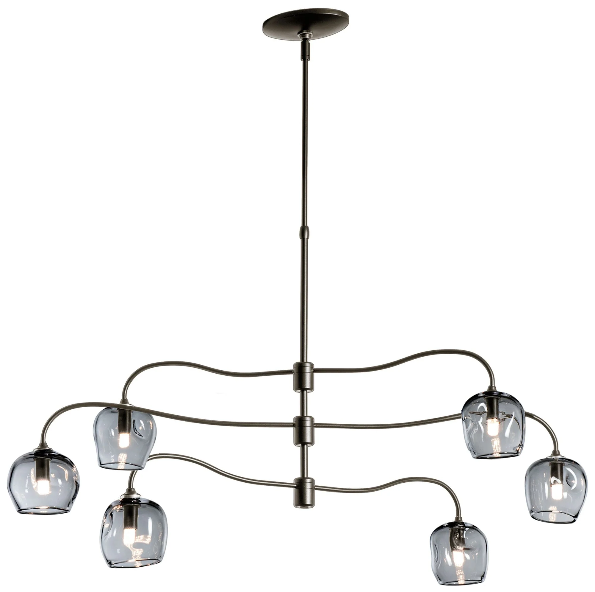Ume 6-Light Pendant - Bronze Finish - Cool Grey Glass - Standard Height - Image 1