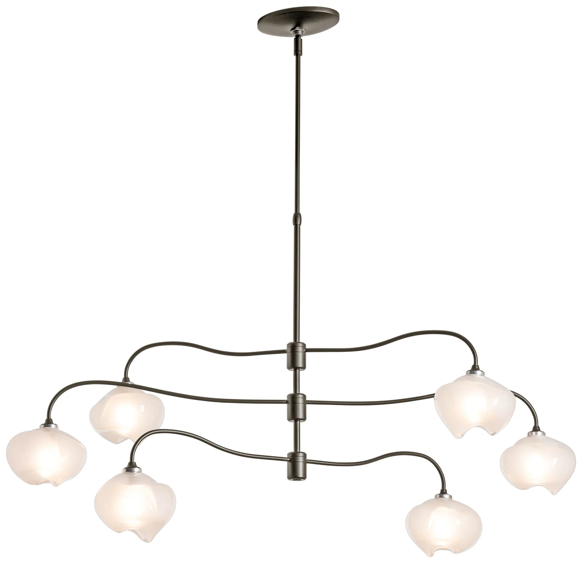 Ume 6-Light Pendant - Bronze Finish - Frosted Glass - Standard Height - Image 1