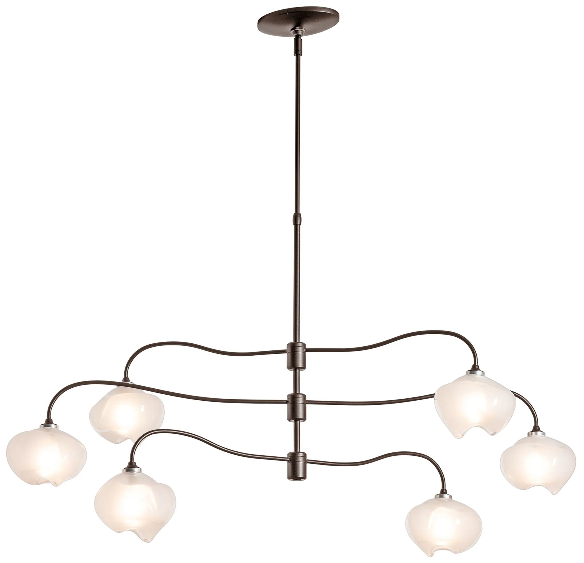 Ume 6-Light Pendant - Bronze Finish - Ume Frosted Glass - Standard Height - Image 1