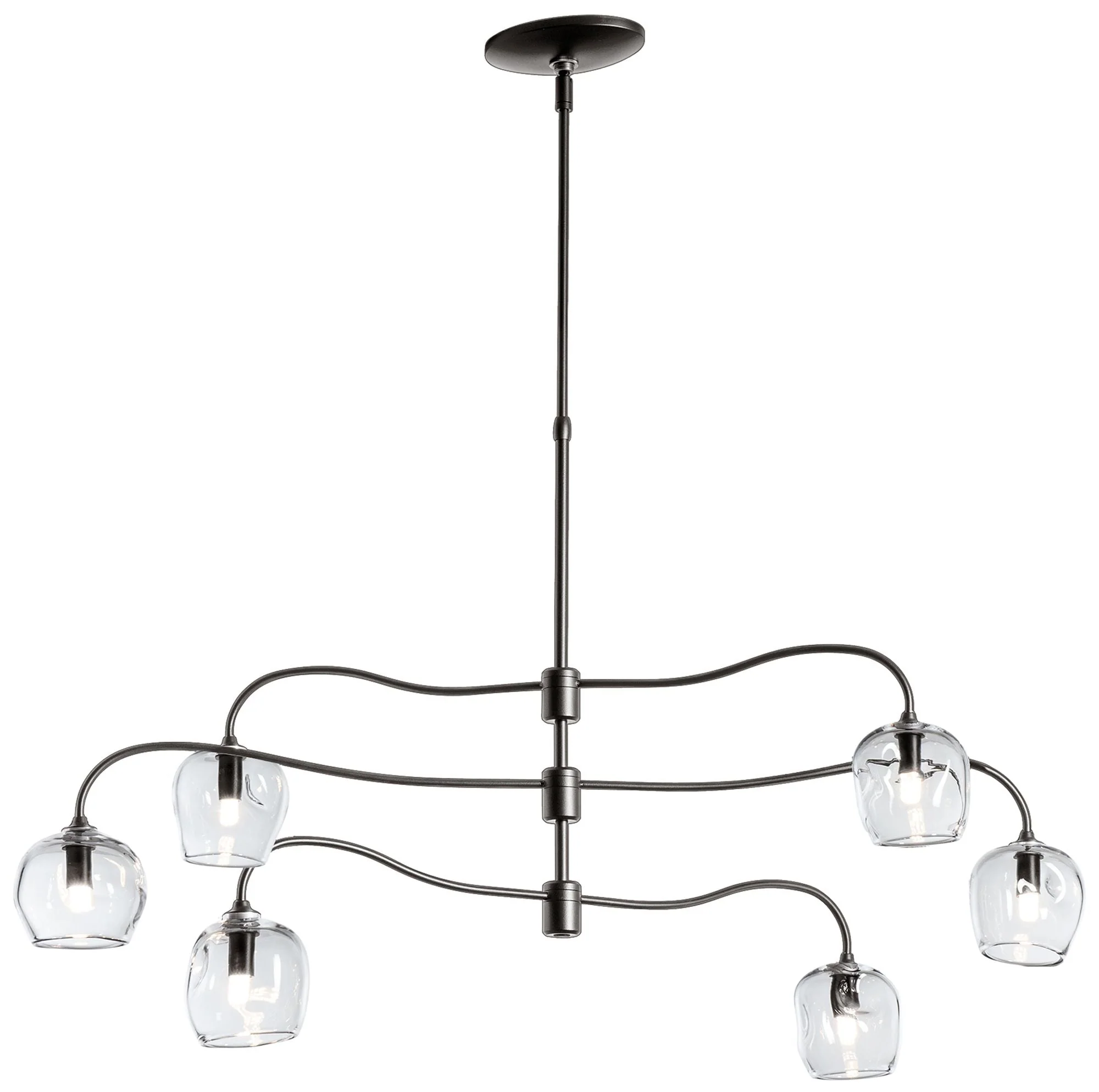 Ume 6-Light Pendant - Dark Smoke Finish - Clear Glass - Standard Height - Image 1
