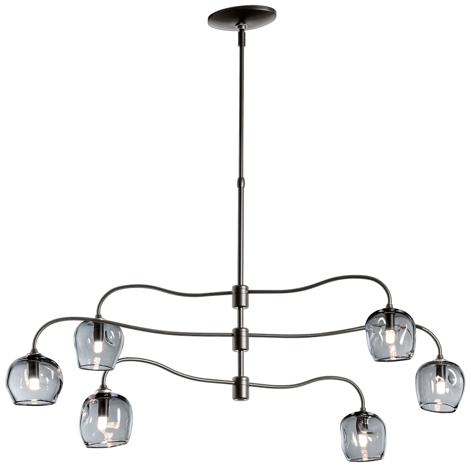 Ume 6-Light Pendant - Dark Smoke Finish - Cool Grey Glass - Standard Height - Image 1