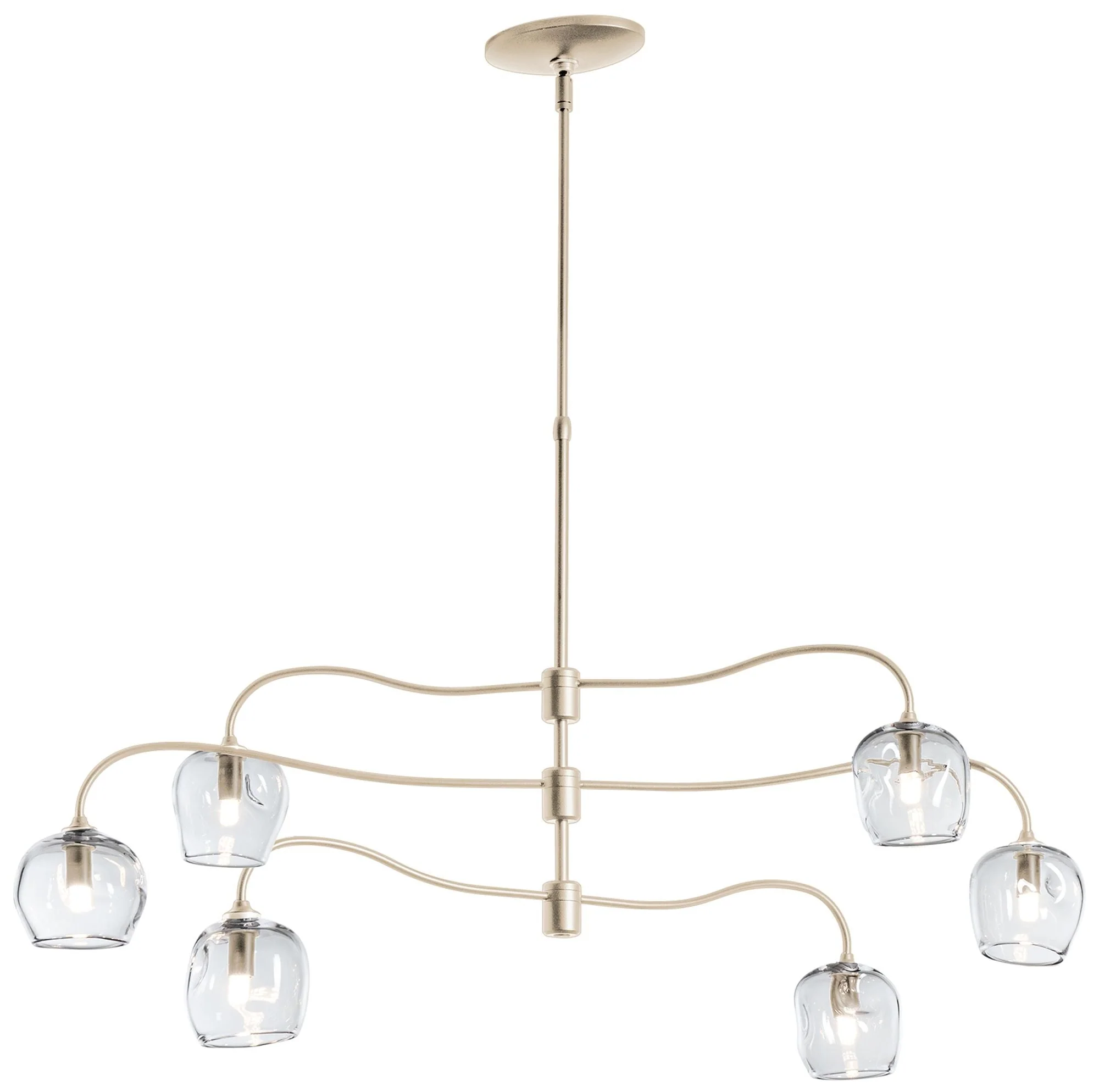 Ume 6-Light Pendant - Gold Finish - Clear Glass - Standard Height - Image 1