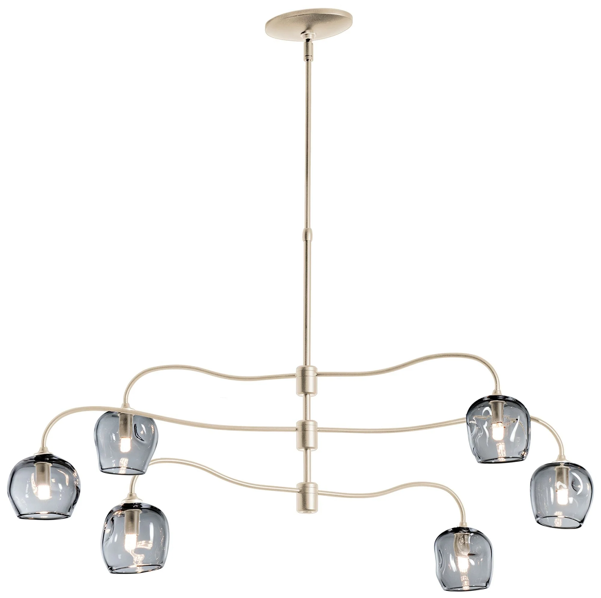 Ume 6-Light Pendant - Gold Finish - Cool Grey Glass - Standard Height - Image 1