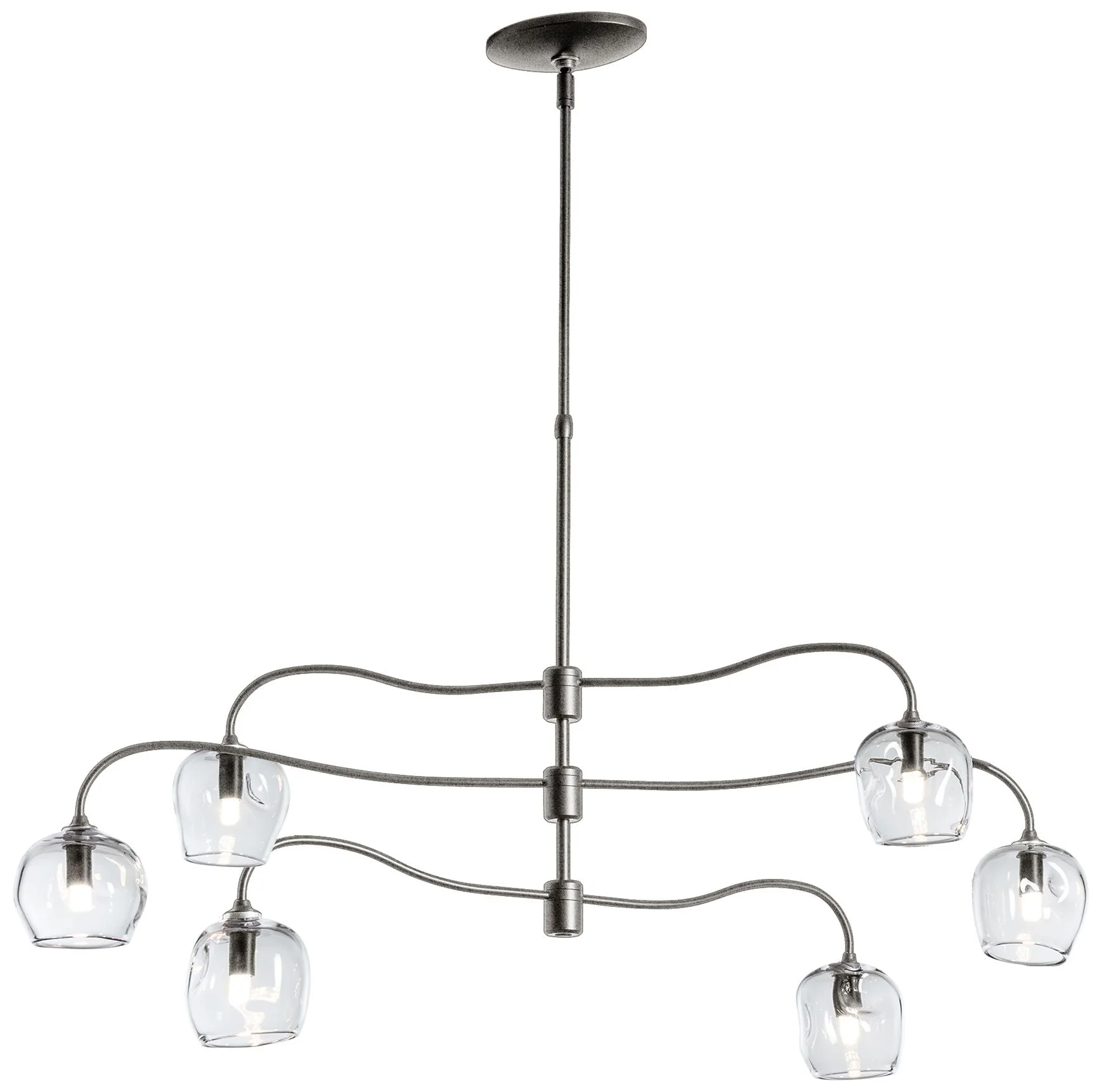 Ume 6-Light Pendant - Iron Finish - Clear Glass - Standard Height - Image 1