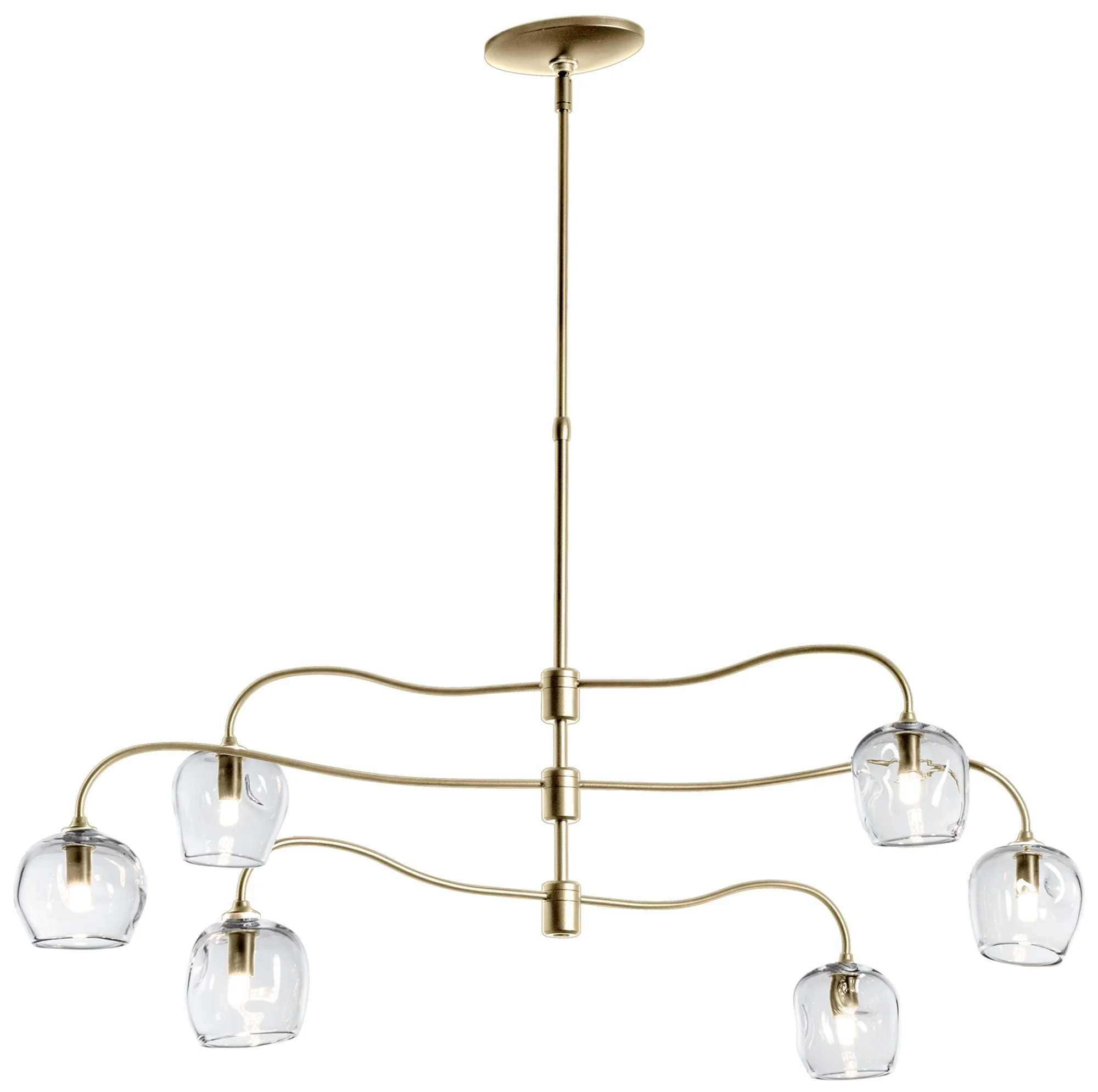 Ume 6-Light Pendant - Modern Brass Finish - Clear Glass - Standard Height - Image 1