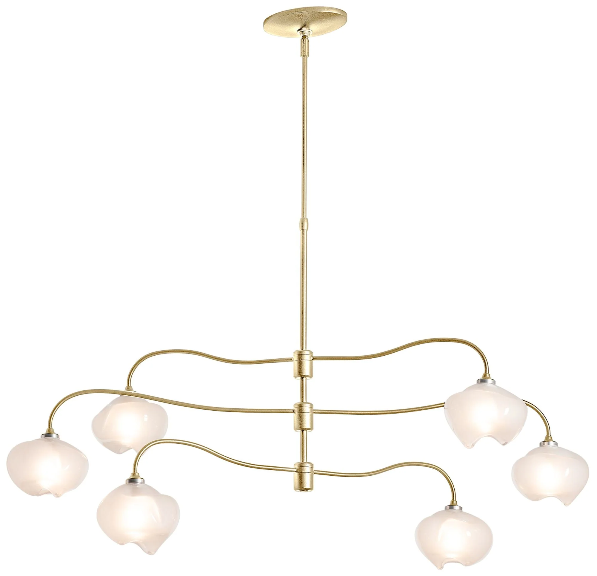 Ume 6-Light Pendant - Modern Brass Finish - Frosted Glass - Standard Height - Image 1