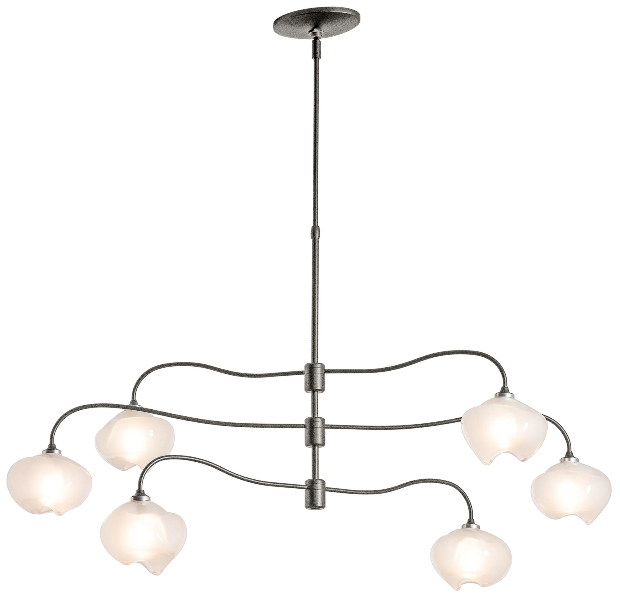 Ume 6-Light Pendant - Natural Iron Finish - Frosted Glass - Standard Height - Image 1
