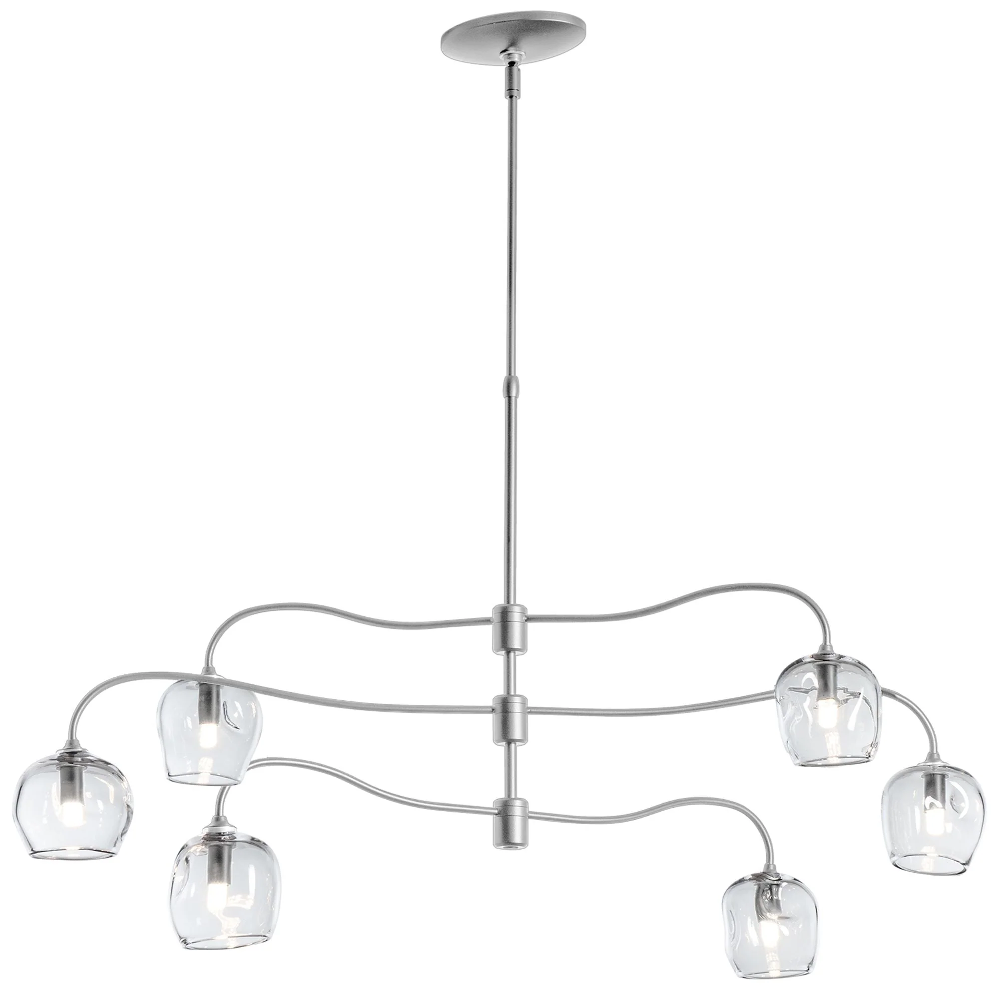 Ume 6-Light Pendant - Platinum Finish - Clear Glass - Standard Height - Image 1