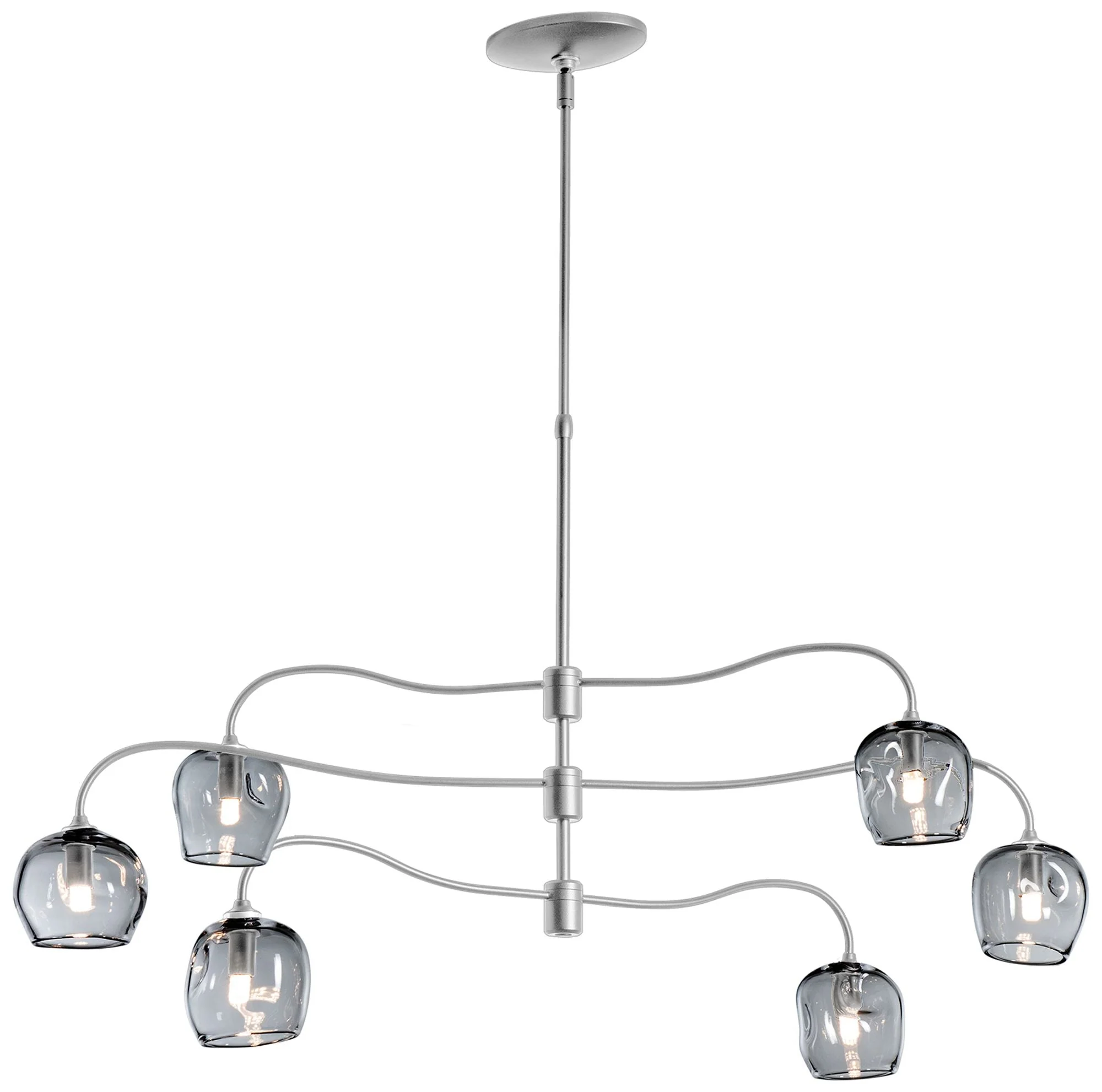 Ume 6-Light Pendant - Platinum Finish - Cool Grey Glass - Standard Height - Image 1