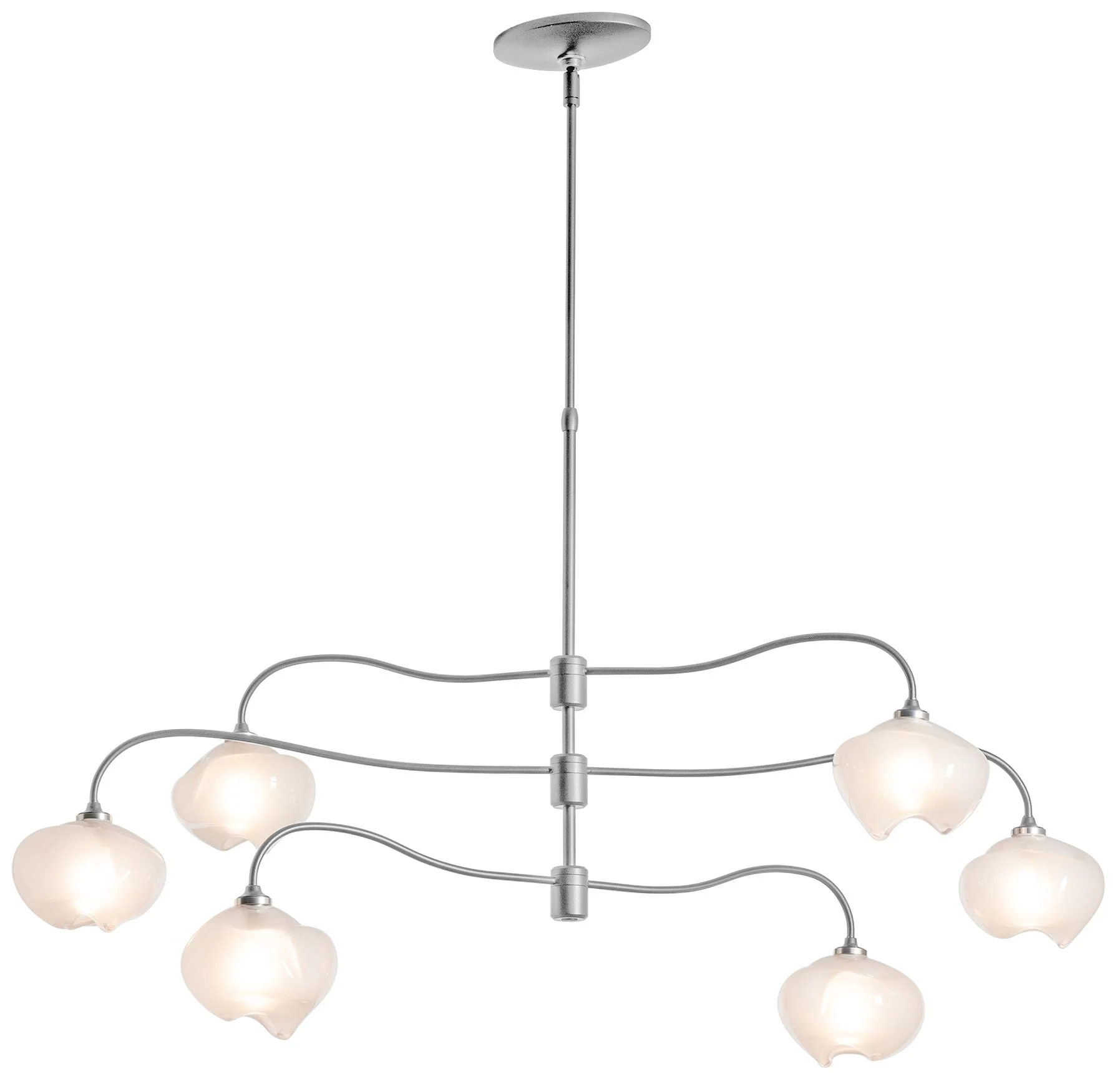 Ume 6-Light Pendant - Platinum Finish - Frosted Glass - Standard Height - Image 1