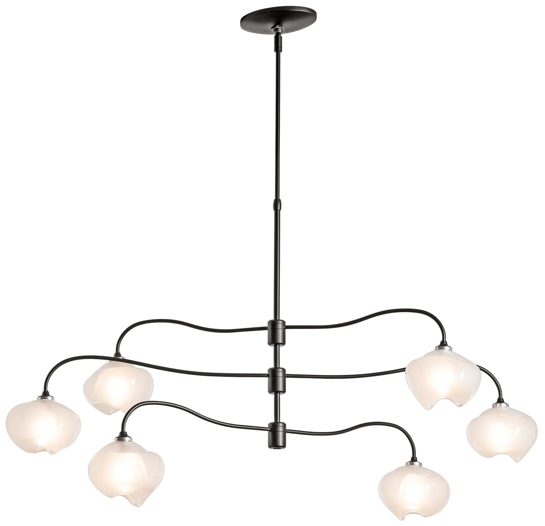 Ume 6-Light Pendant - Smoke Finish - Frosted Glass - Standard Height - Image 1