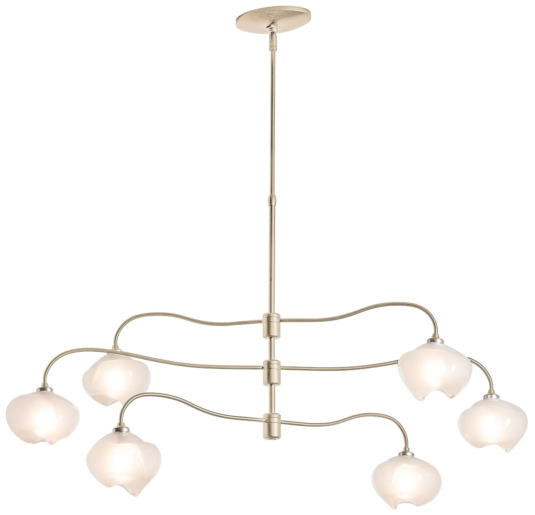 Ume 6-Light Pendant - Soft Gold Finish - Frosted Glass - Standard Height - Image 1