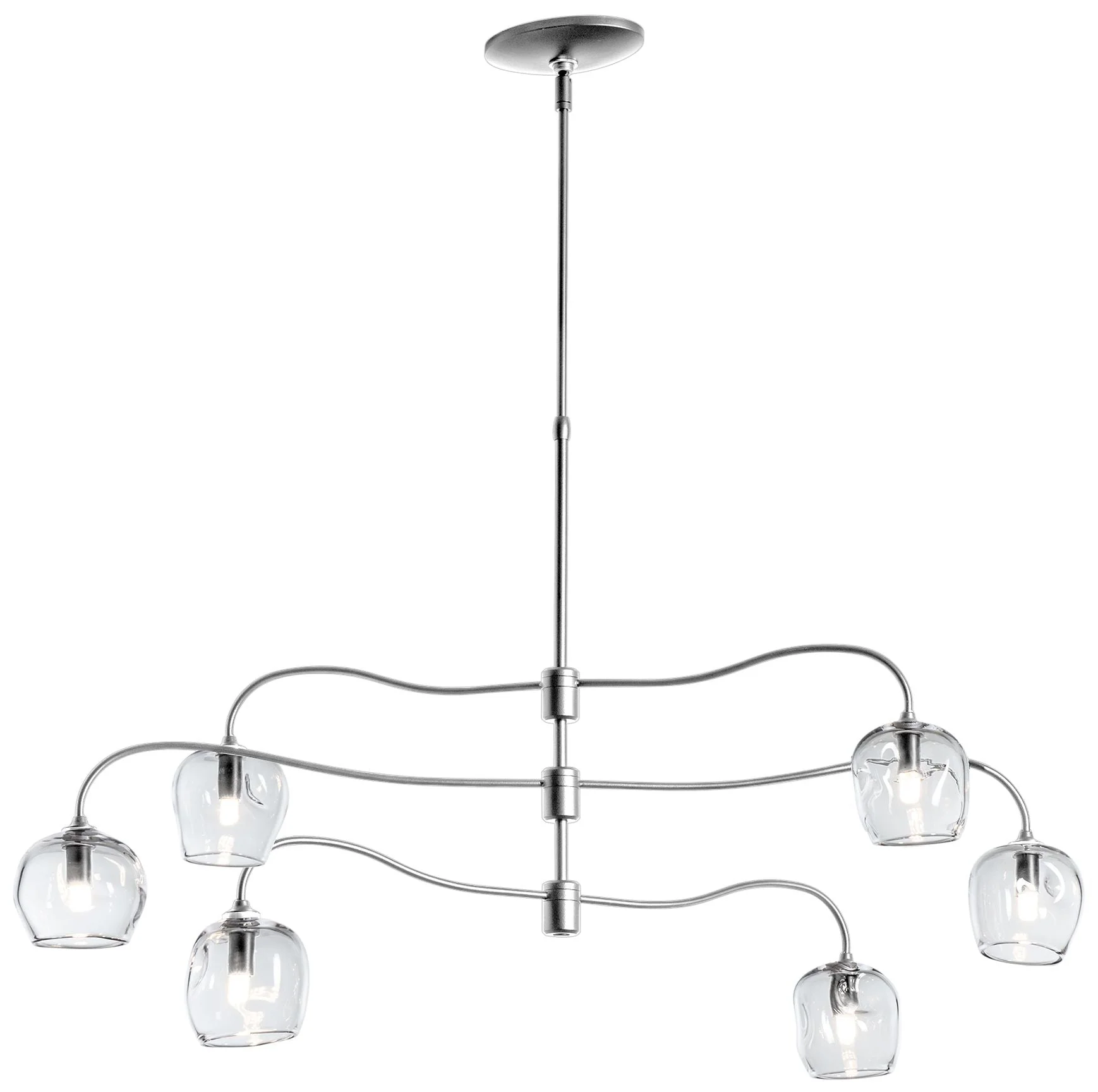 Ume 6-Light Pendant - Sterling Finish - Clear Glass - Standard Height - Image 1