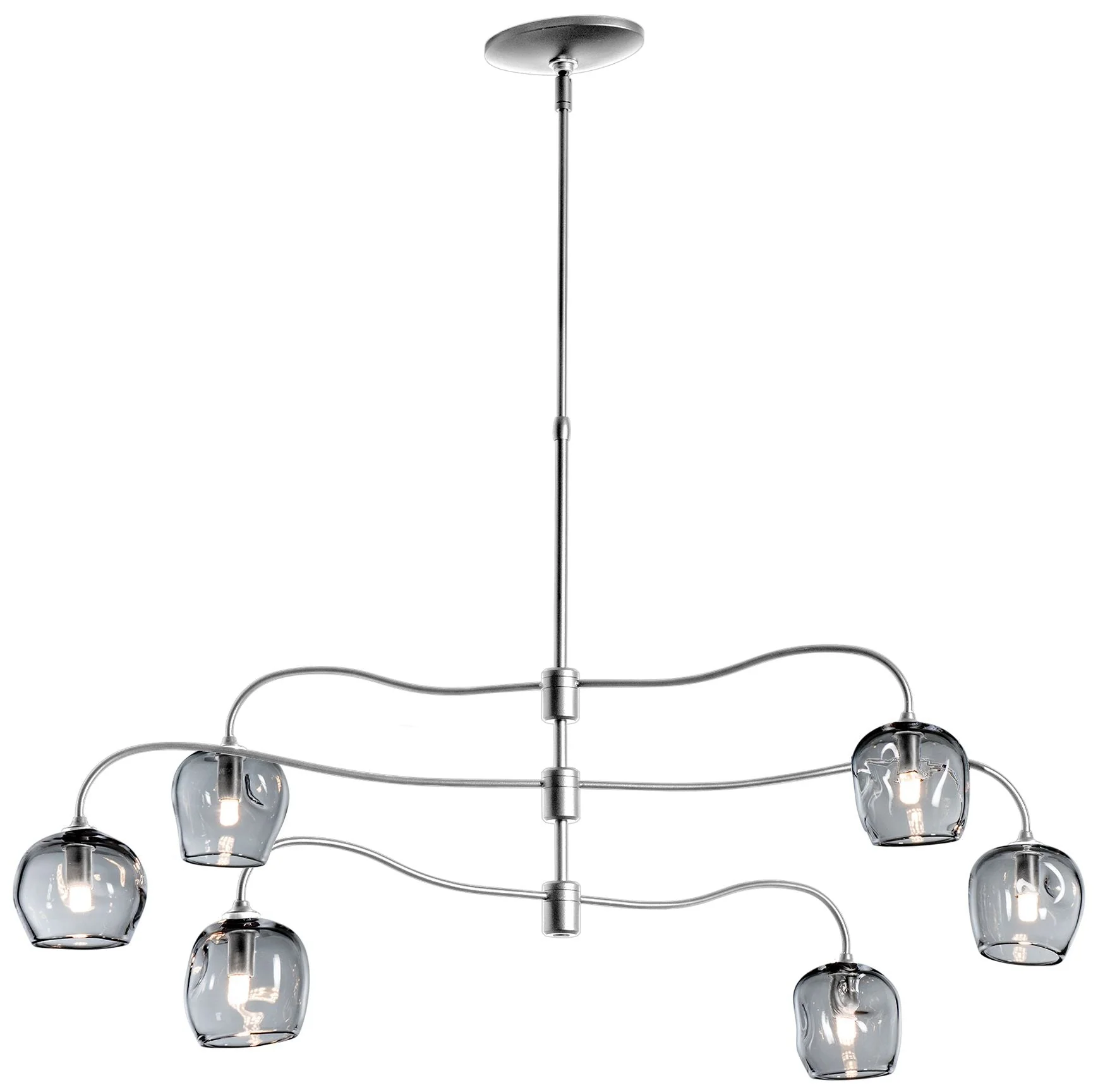 Ume 6-Light Pendant - Sterling Finish - Cool Grey Glass - Standard Height - Image 1