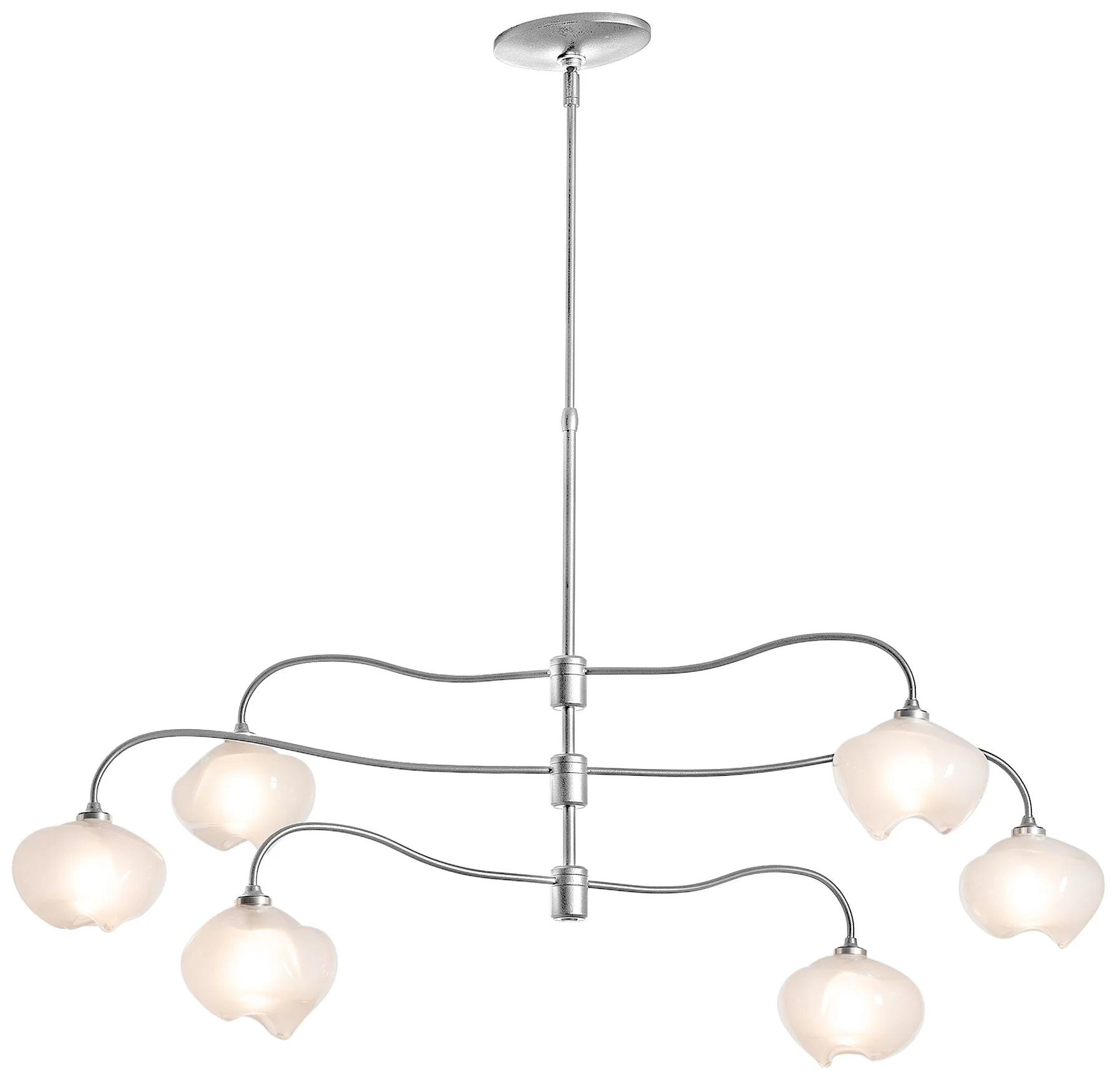 Ume 6-Light Pendant - Sterling Finish - Ume Frosted Glass - Standard Height - Image 1