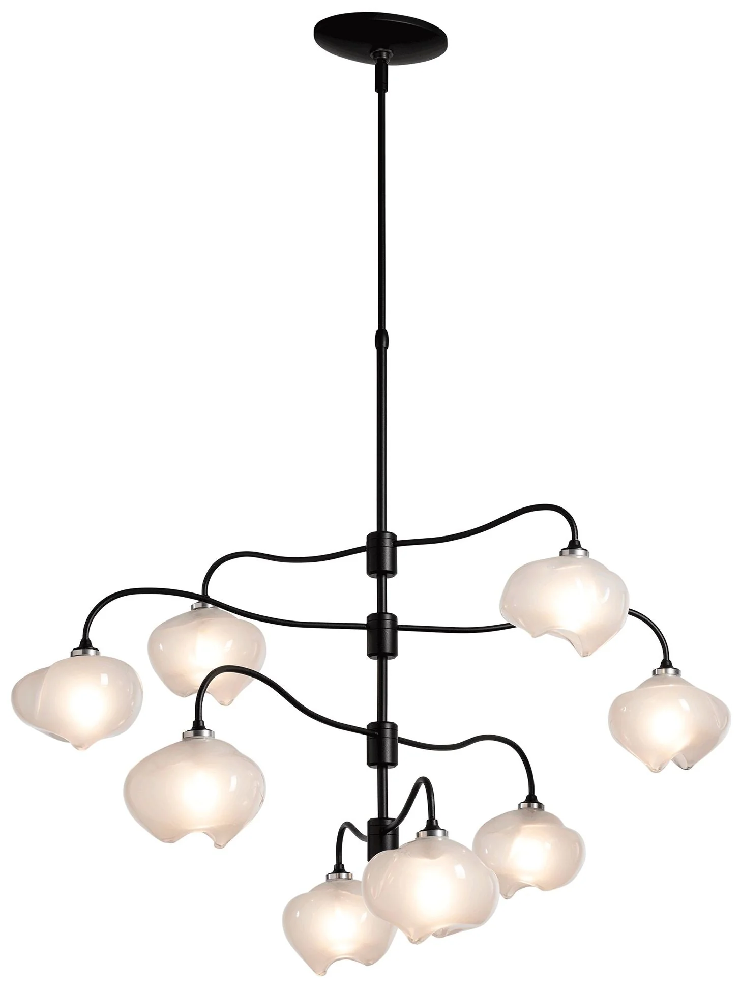 Ume 8-Light Pendant - Black Finish - Ume Frosted Glass - Standard Height - Image 1