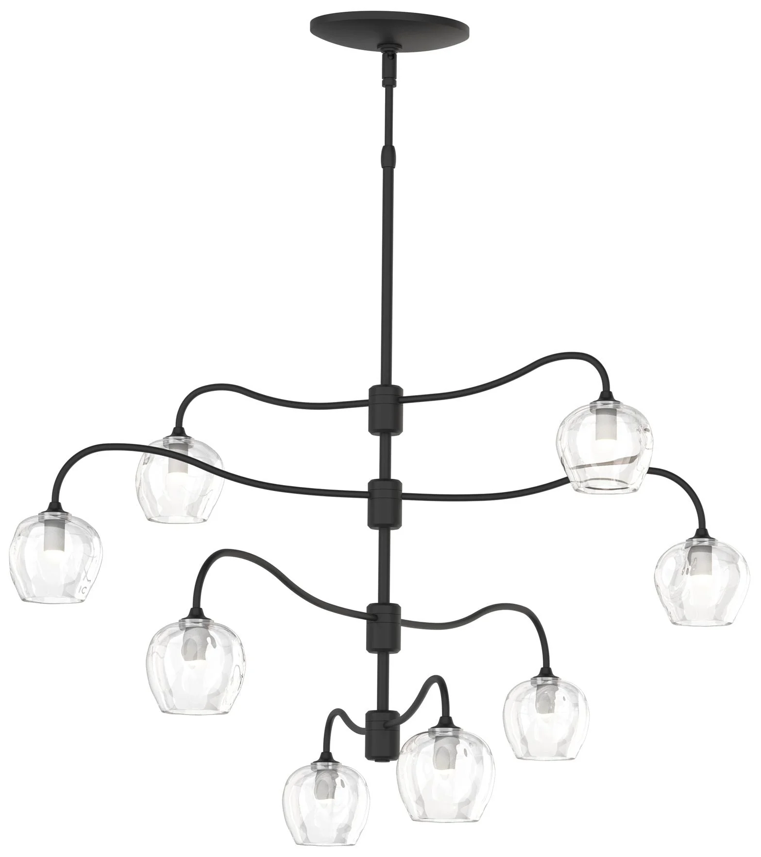 Ume 8-Light Pendant - Black - Thumbprint Clear - Image 1