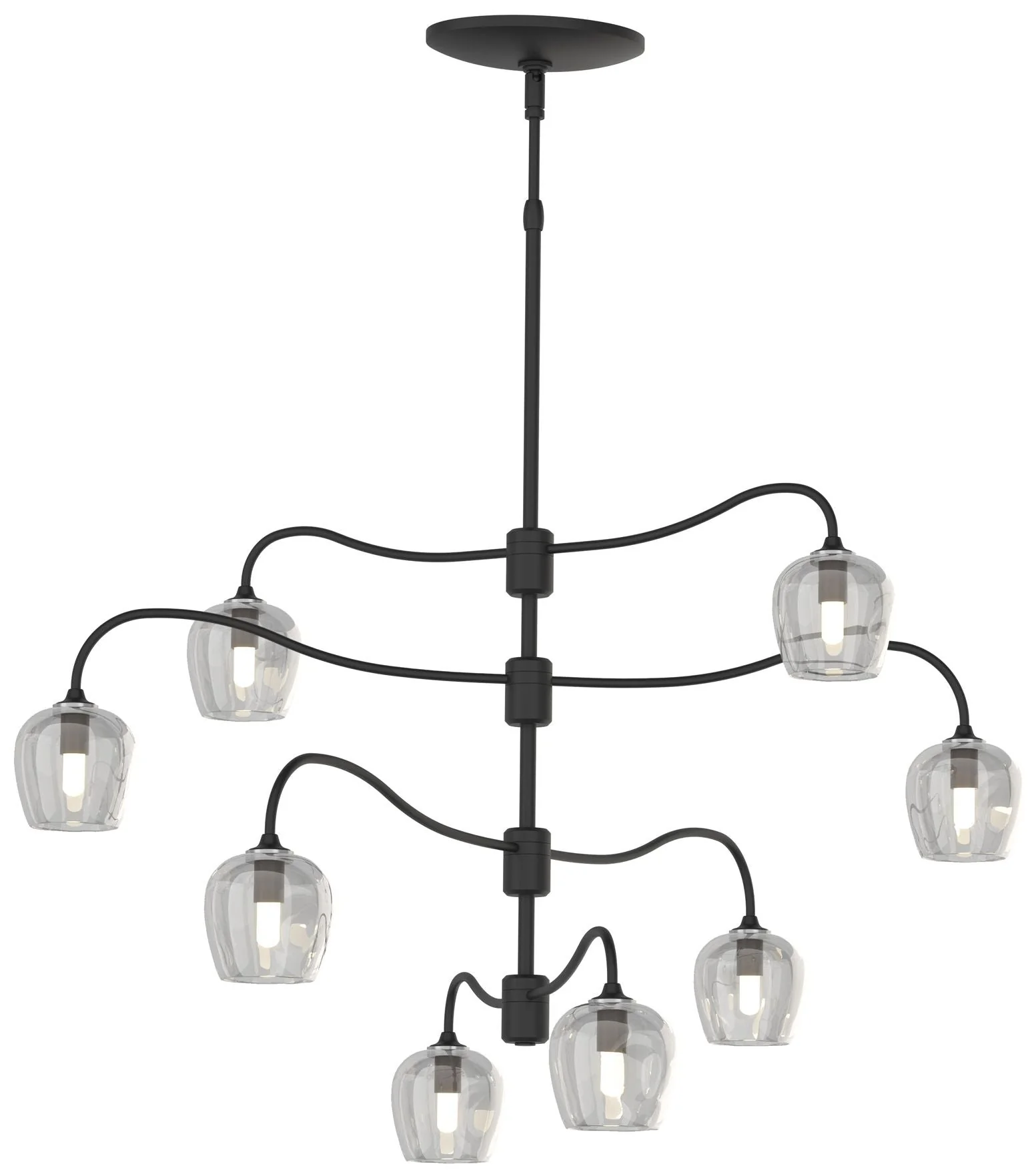 Ume 8-Light Pendant - Black - Thumbprint Cool Grey - Image 1