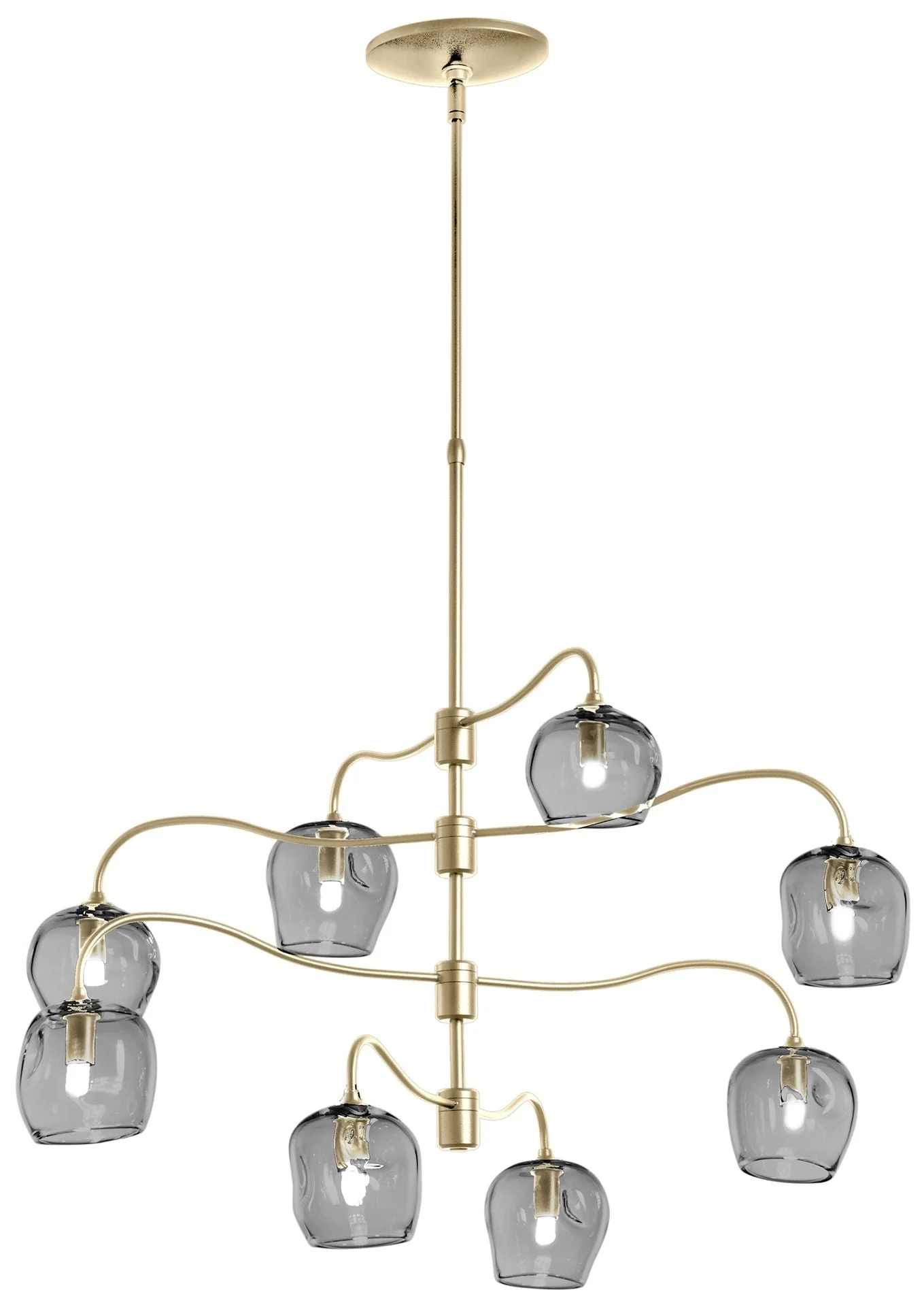 Ume 8-Light Pendant - Brass Finish - Cool Grey Glass - Standard Height - Image 1