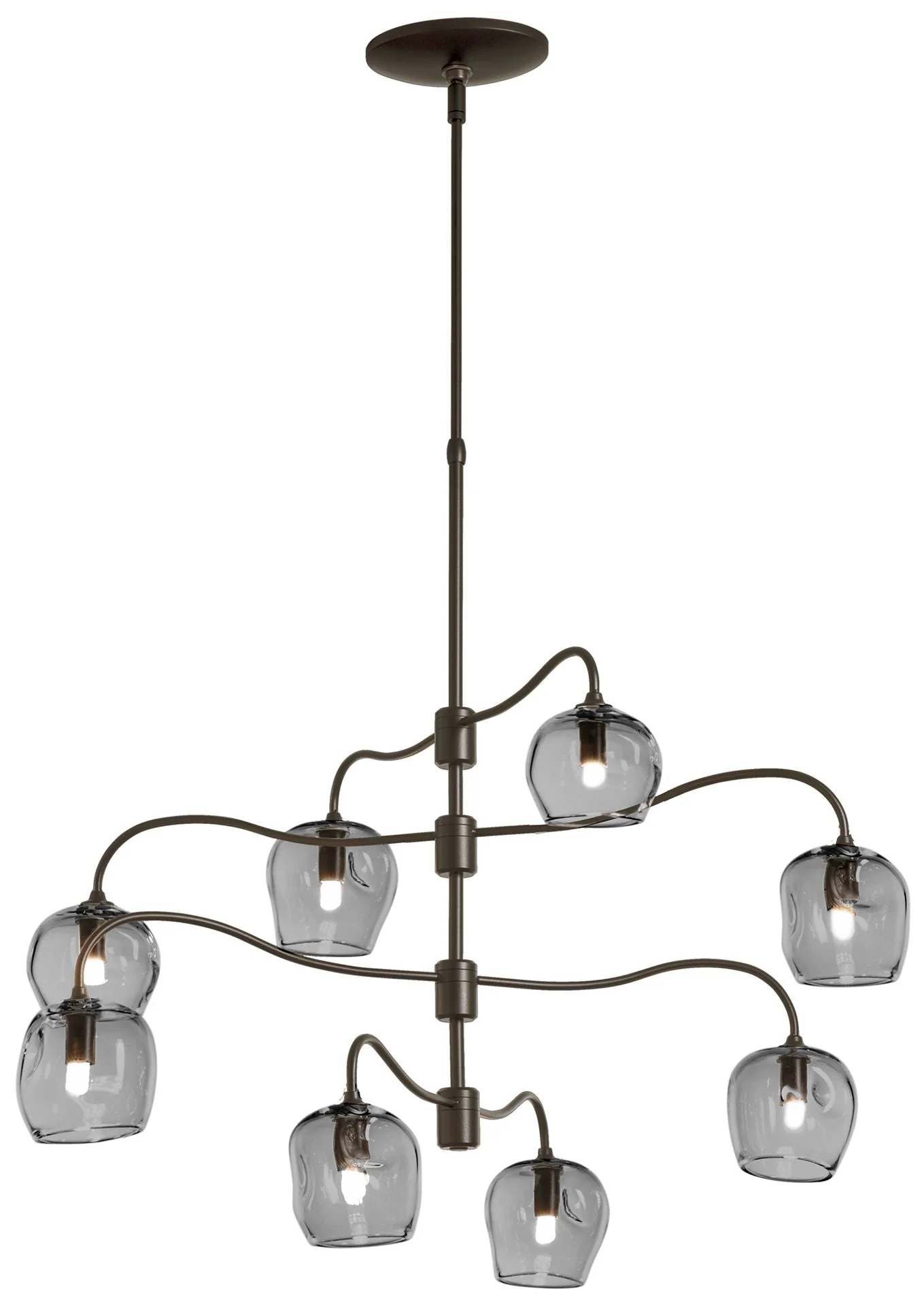 Ume 8-Light Pendant - Bronze Finish - Cool Grey Glass - Standard Height - Image 1
