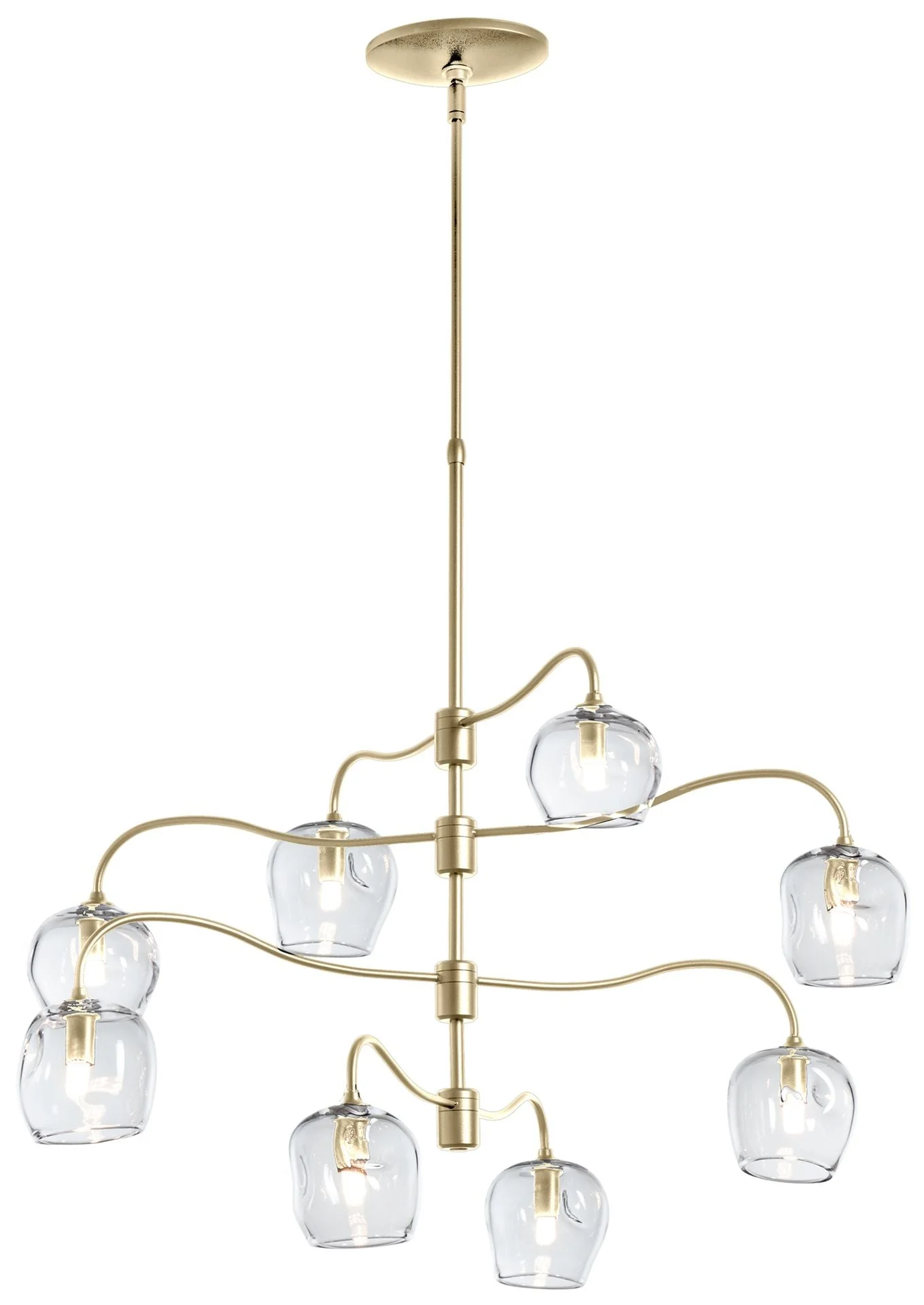 Ume 8-Light Pendant - Modern Brass Finish - Clear Glass - Standard Height - Image 1