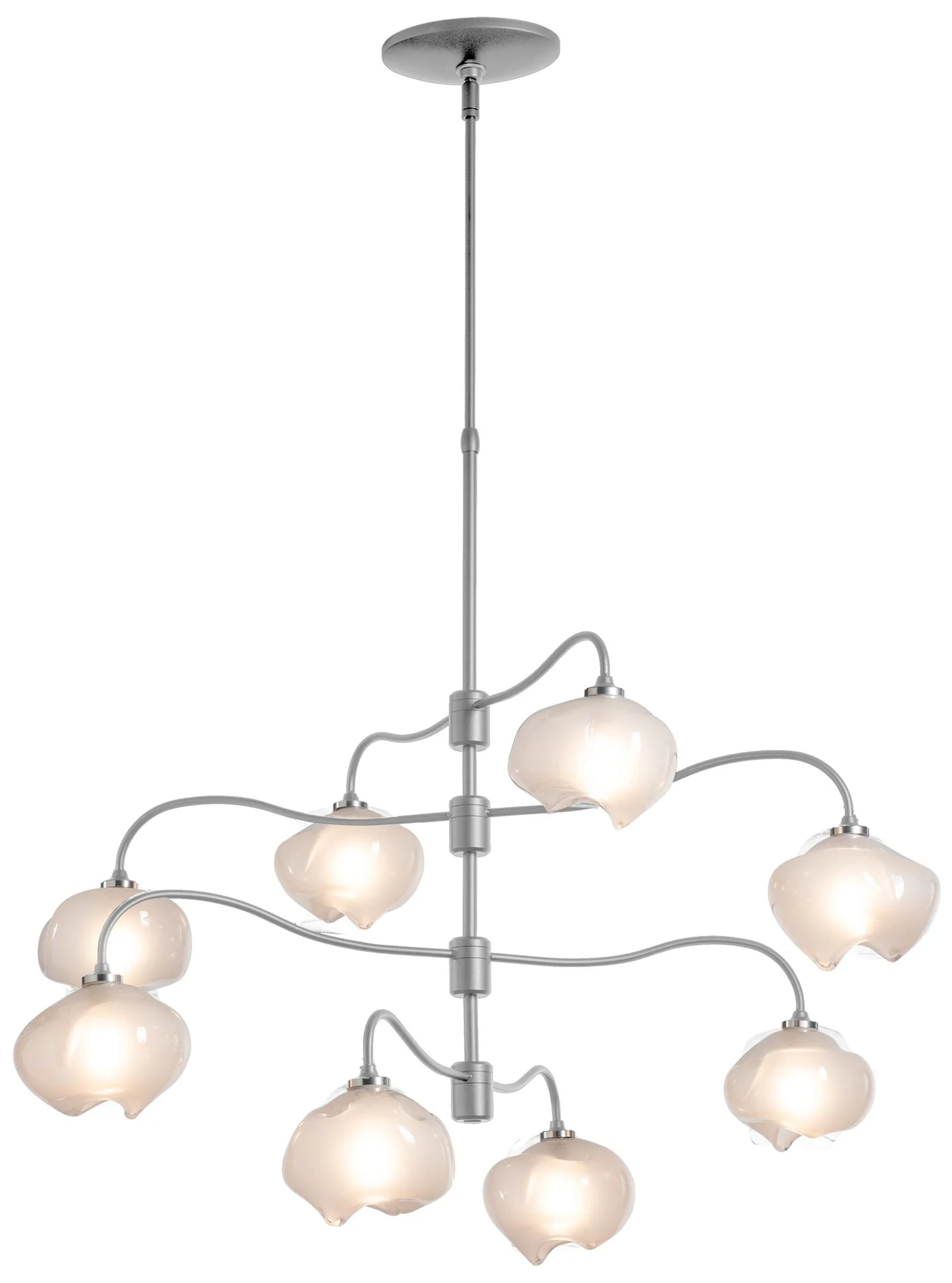 Ume 8-Light Pendant - Platinum Finish - Frosted Glass - Standard Height - Image 1