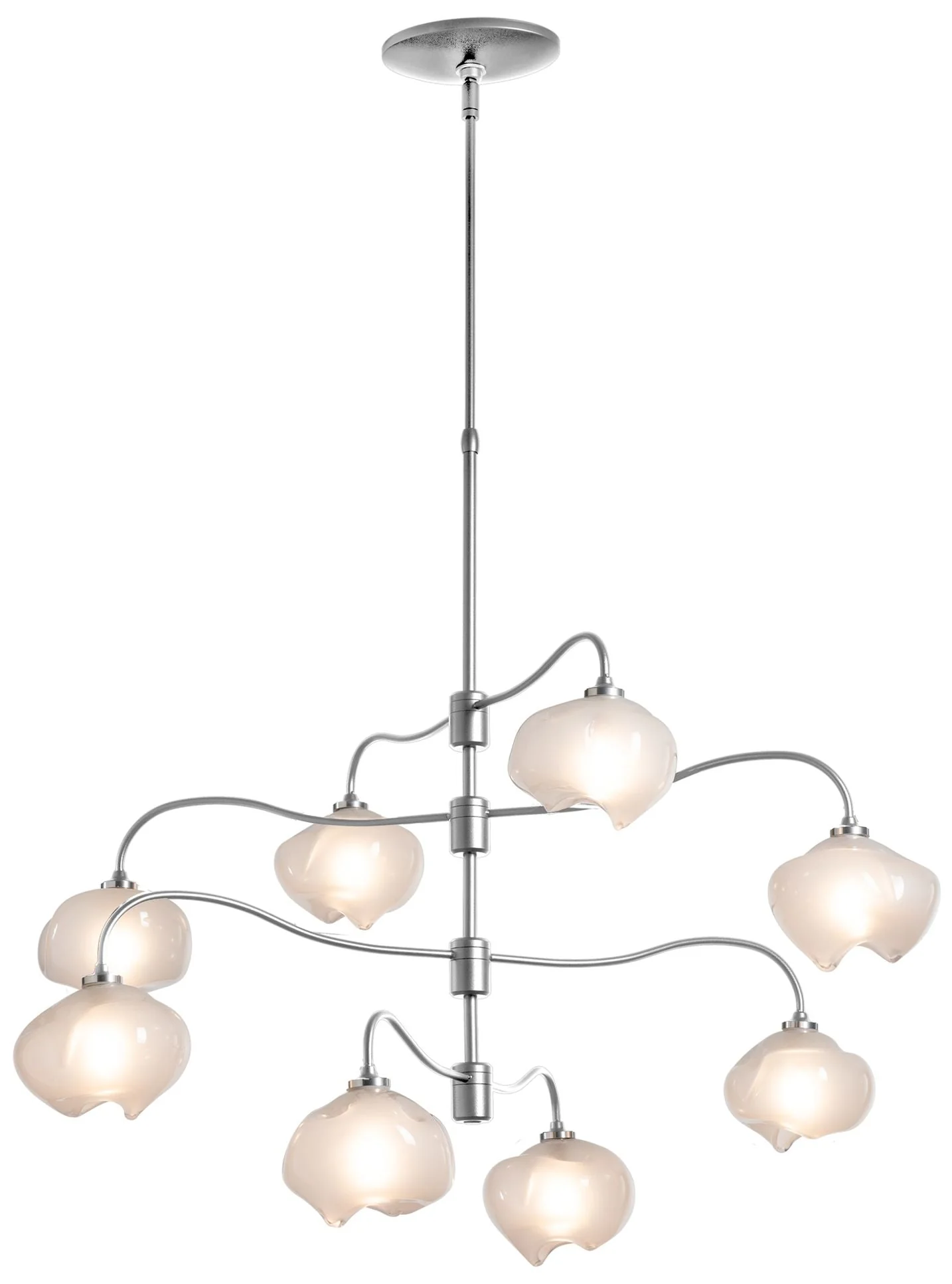 Ume 8-Light Pendant - Sterling Finish - Ume Frosted Glass - Standard Height - Image 1