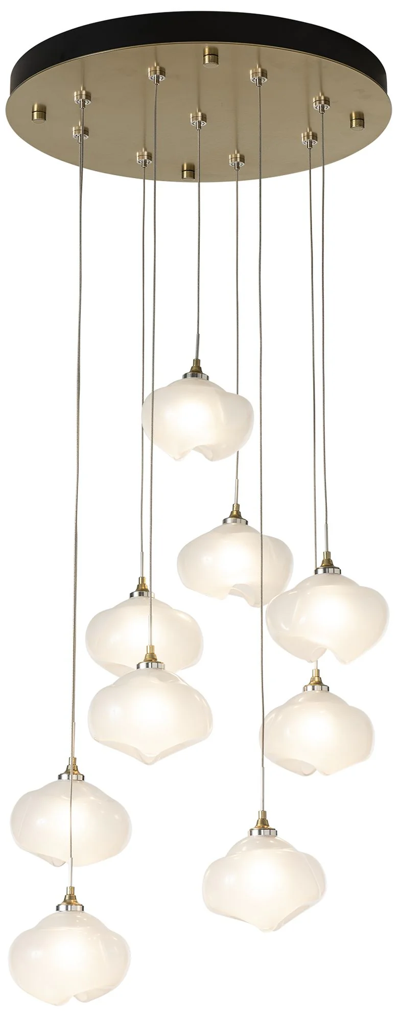Ume 9-Light Round Pendant - Black Finish - Frosted Glass - Standard Height - Image 1