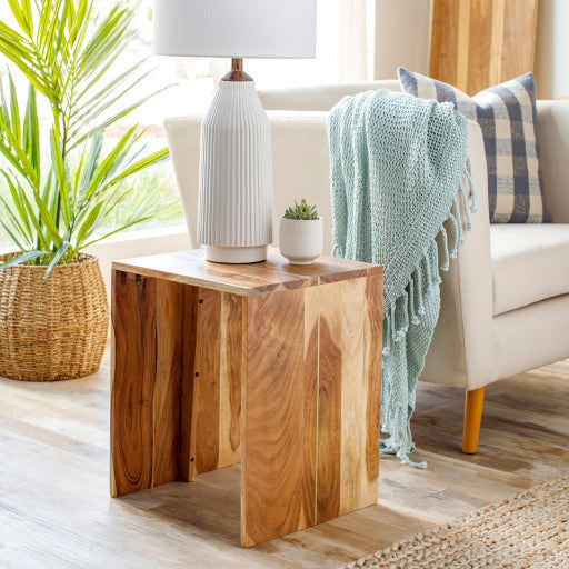 Surya Umaid Modern Natural Wood Accent Side Table UMI-001 - Image 1