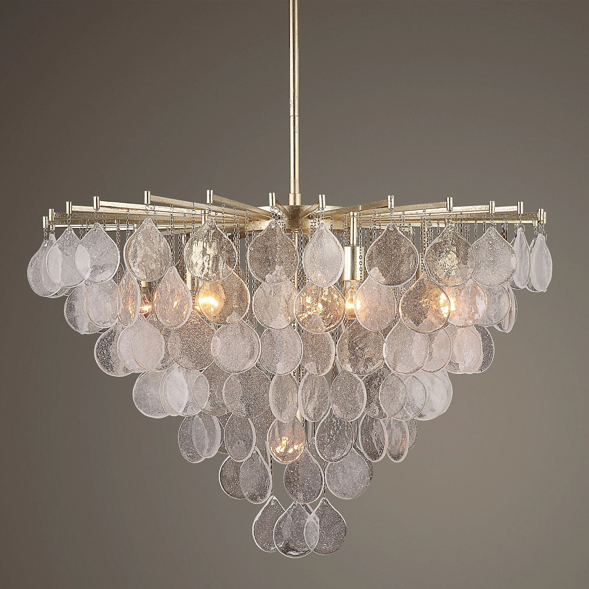 Uttermost Goccia 38" Wide Silver Leaf 8-Light Pendant - Image 1