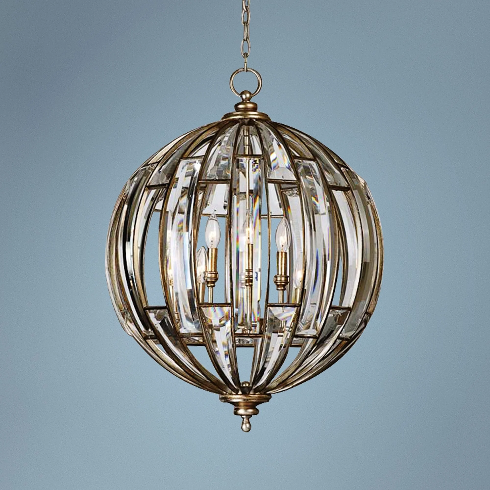 Uttermost Vicentina 22" Wide Silver Champagne Leaf Pendant - Image 1