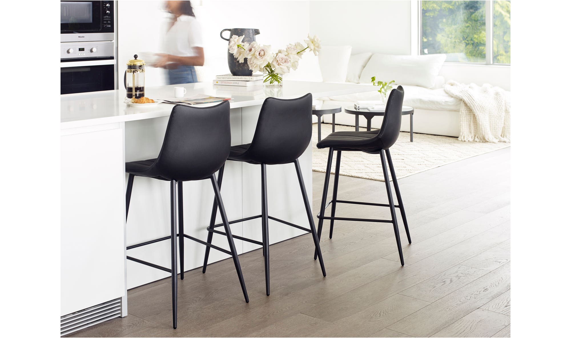 Moe's Home Alibi Barstool Matte Black - Set Of Two - Image 2