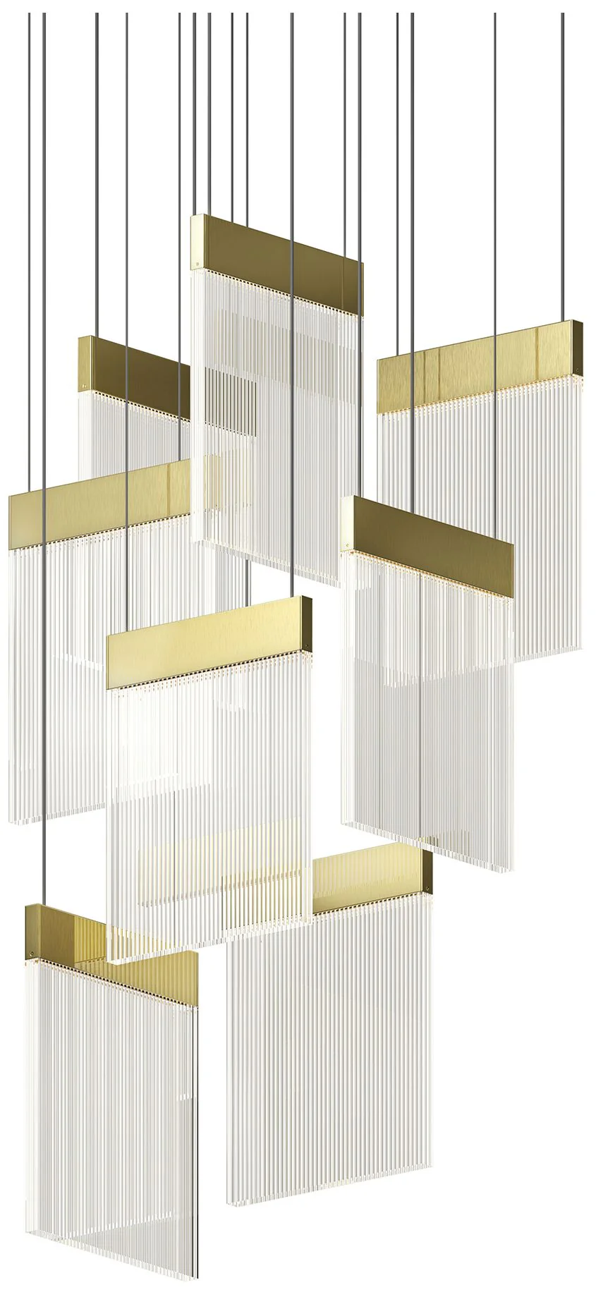 V Panels 16.25" Wide 8 Light Brass Pendant - Image 1