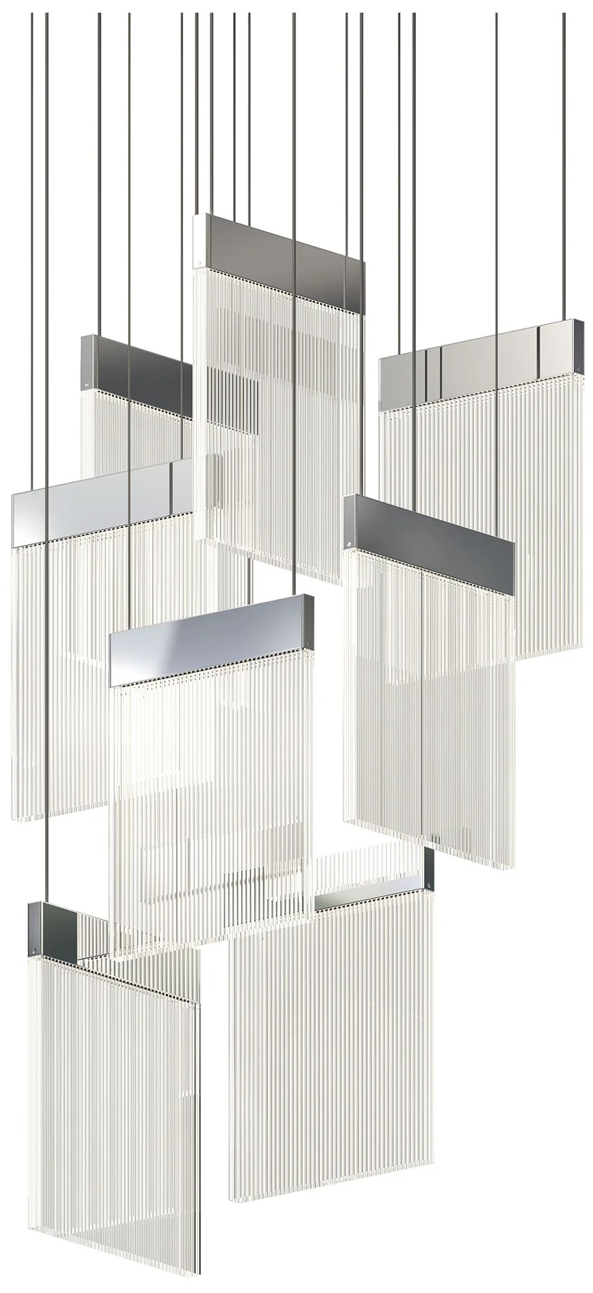 V Panels 16.25" Wide 8 Light Polished Chrome Pendant - Image 1